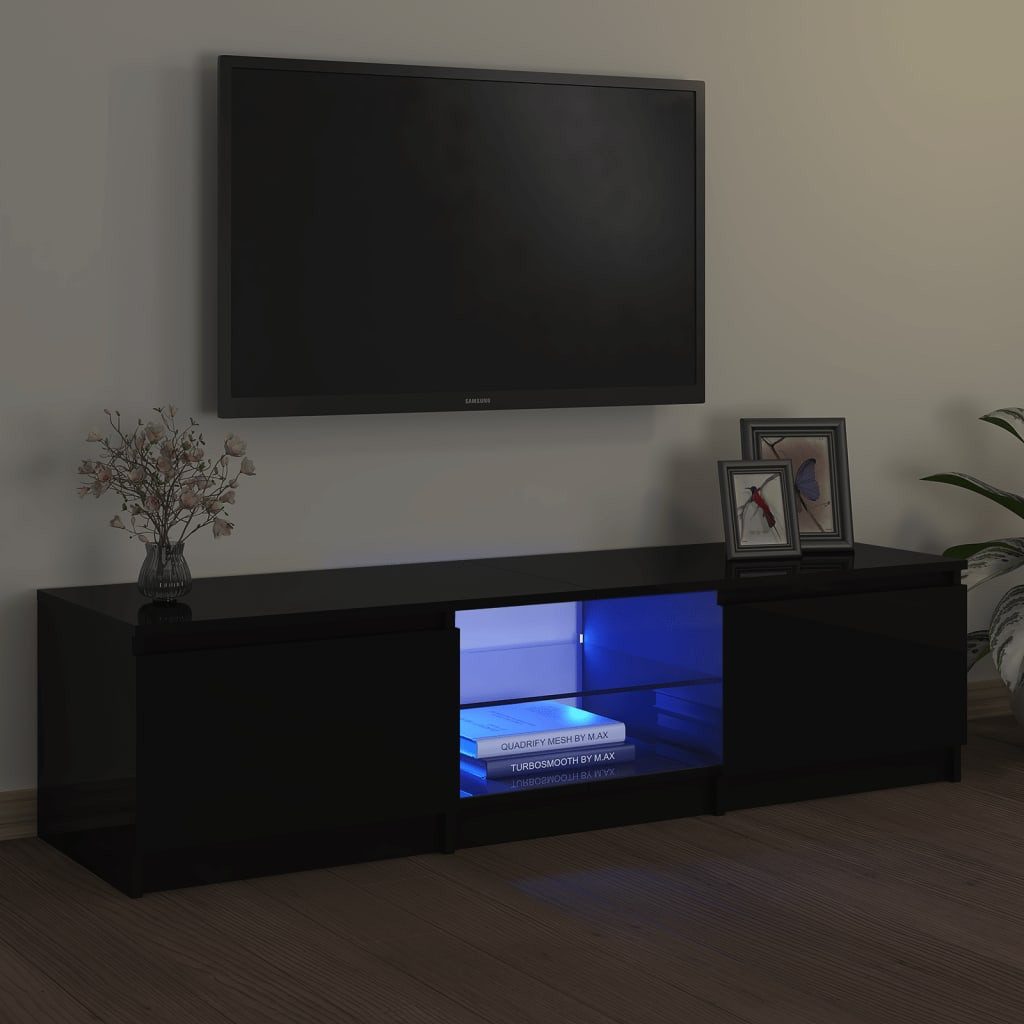 vidaXL TV-Schrank TV-Schrank mit LED-Leuchten Schwarz 140x40x35,5 cm (1-St)