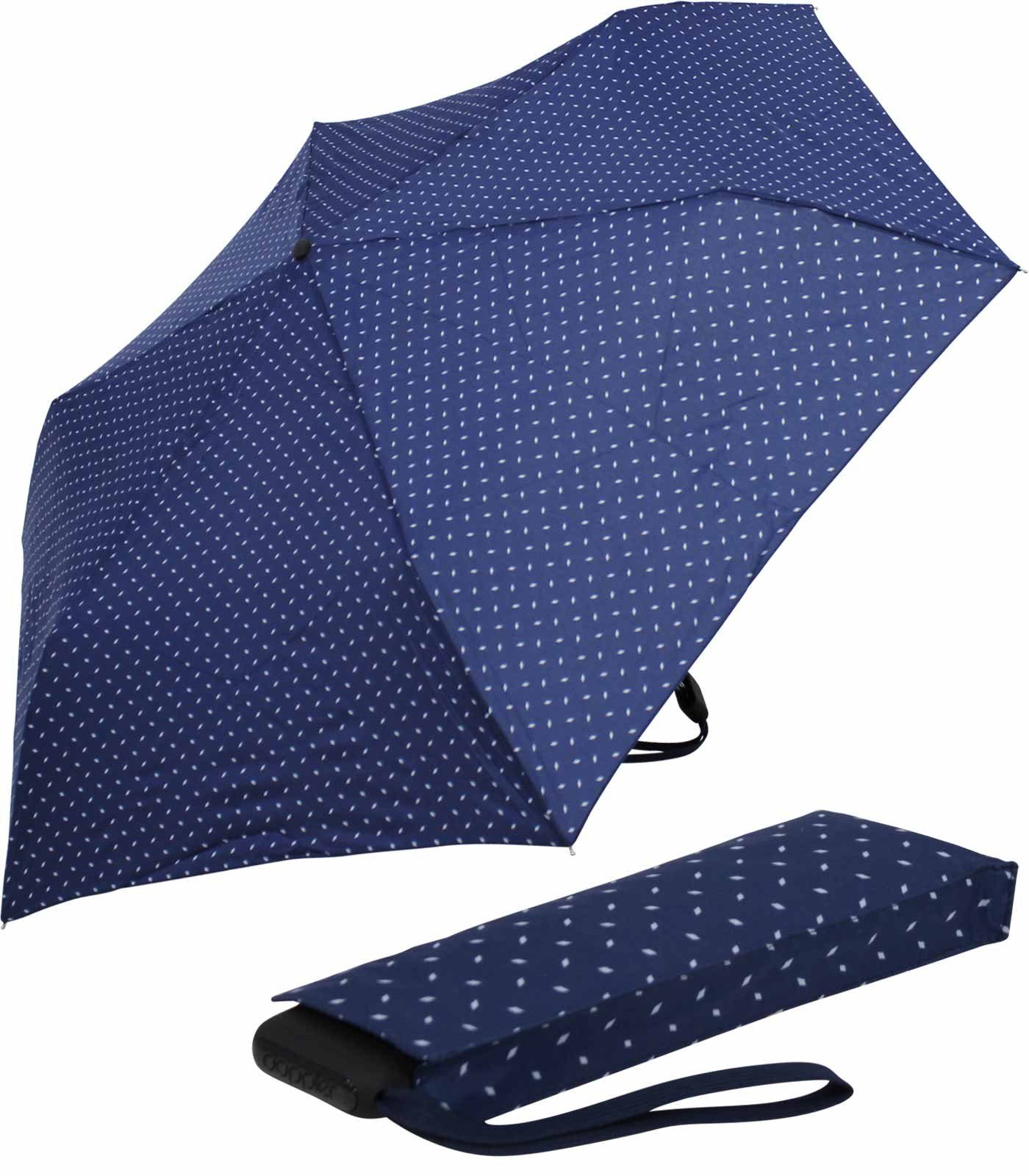 doppler® Taschenregenschirm ein leichter und flacher Schirm für jede Tasche, dieser treue Begleiter findet überall Platz blau
