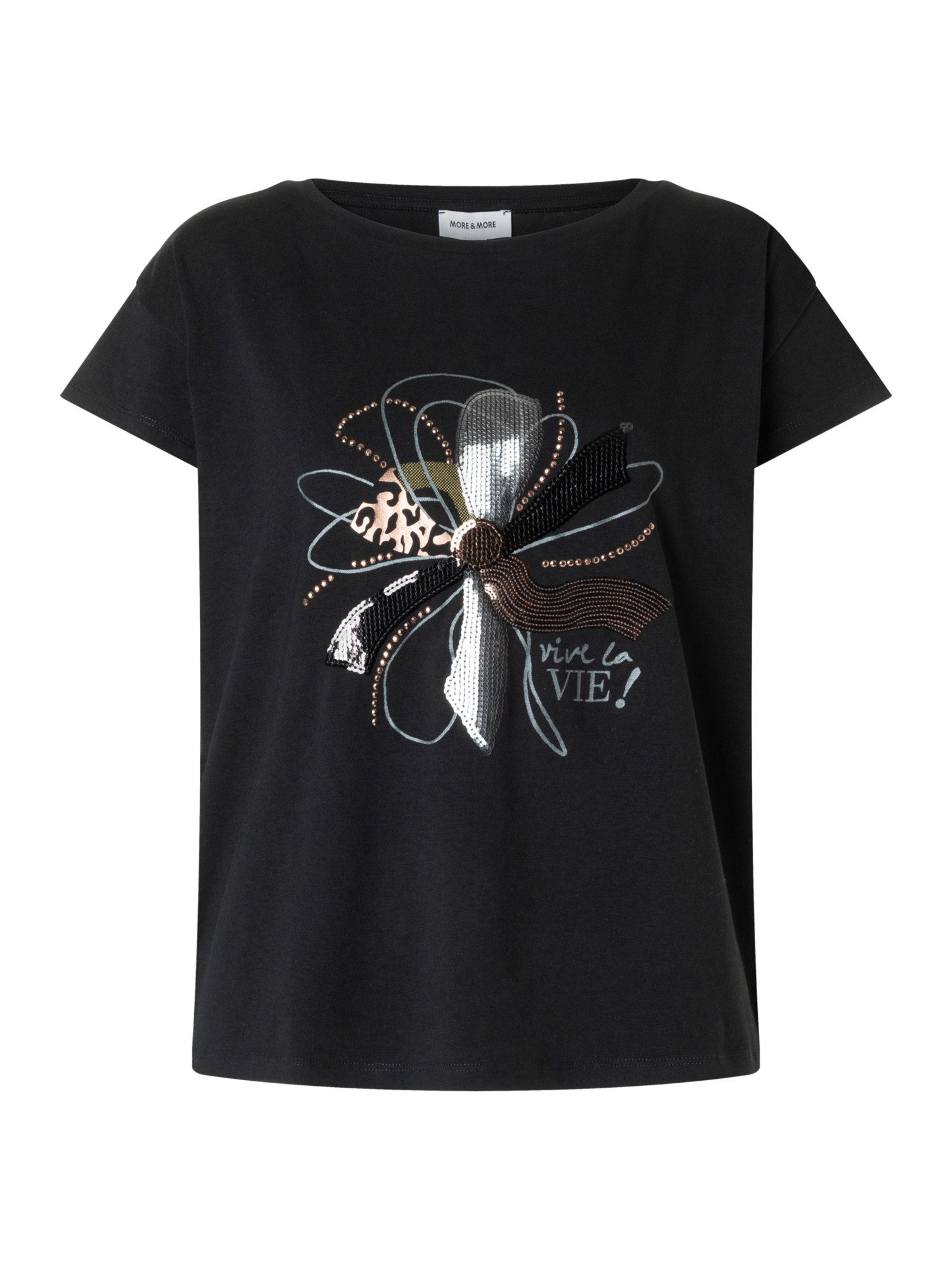 MORE&MORE Kurzarmshirt modernes Kurzarmshirt, Paillettenapplikation