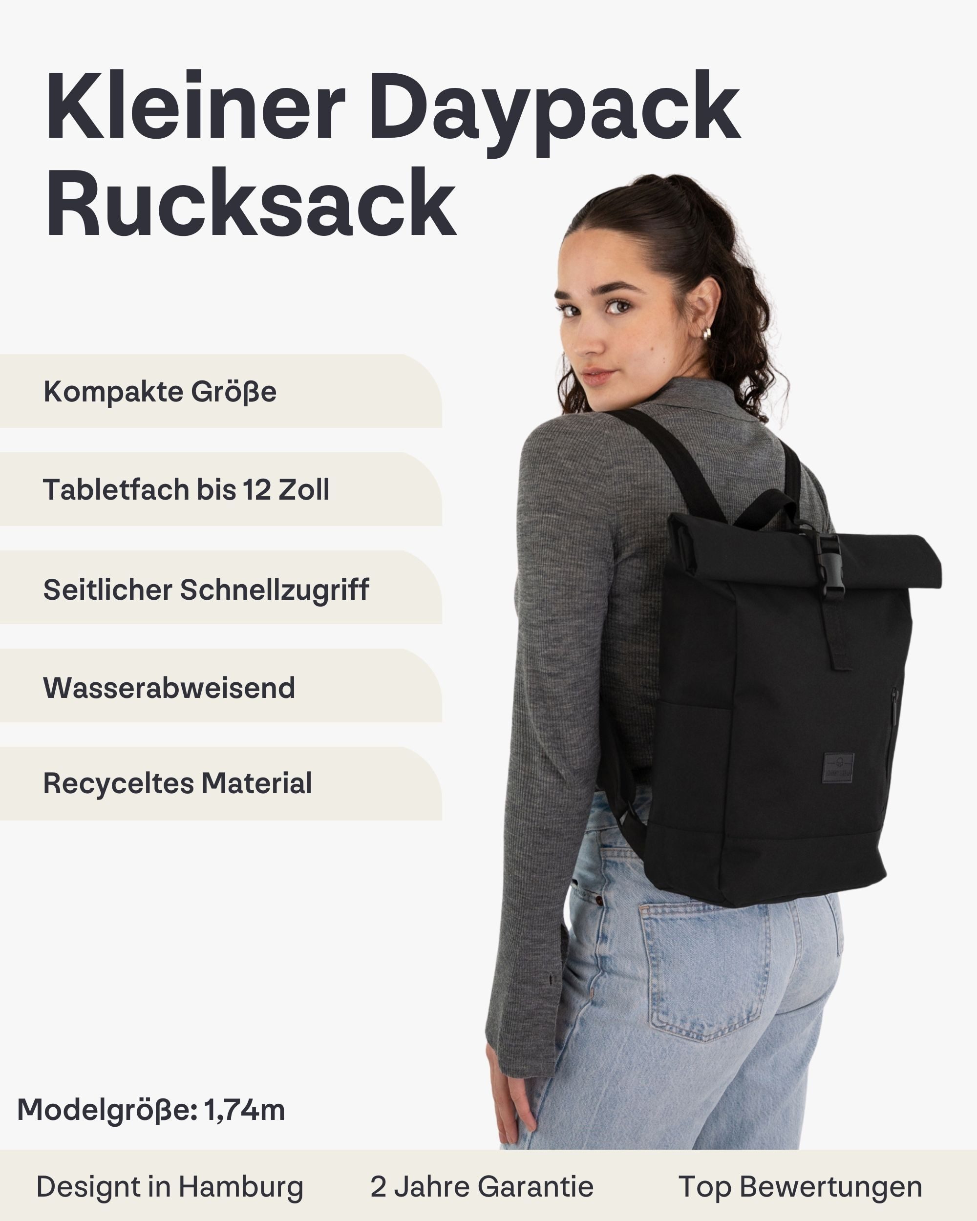 Johnny Urban Cityrucksack Robin Small, Rolltop Damen Herren (1-tlg), Wasserabweisend