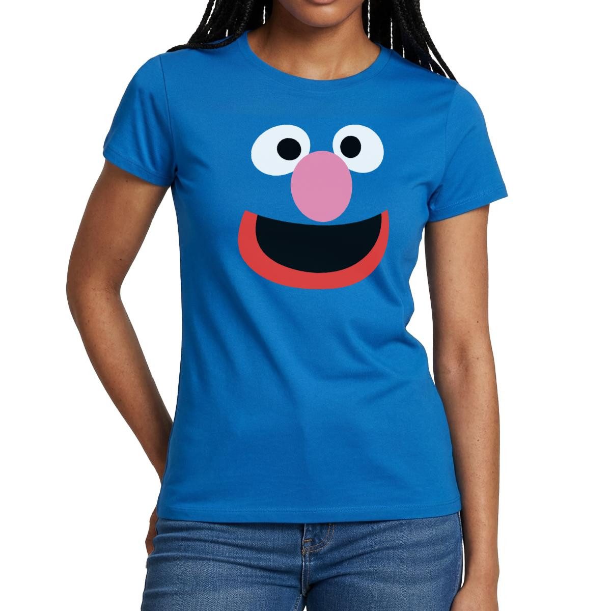 Spreadshirt T-Shirt Sesamstraße Grobi Gesicht Karneval Frauen T-Shirt (1-tlg)