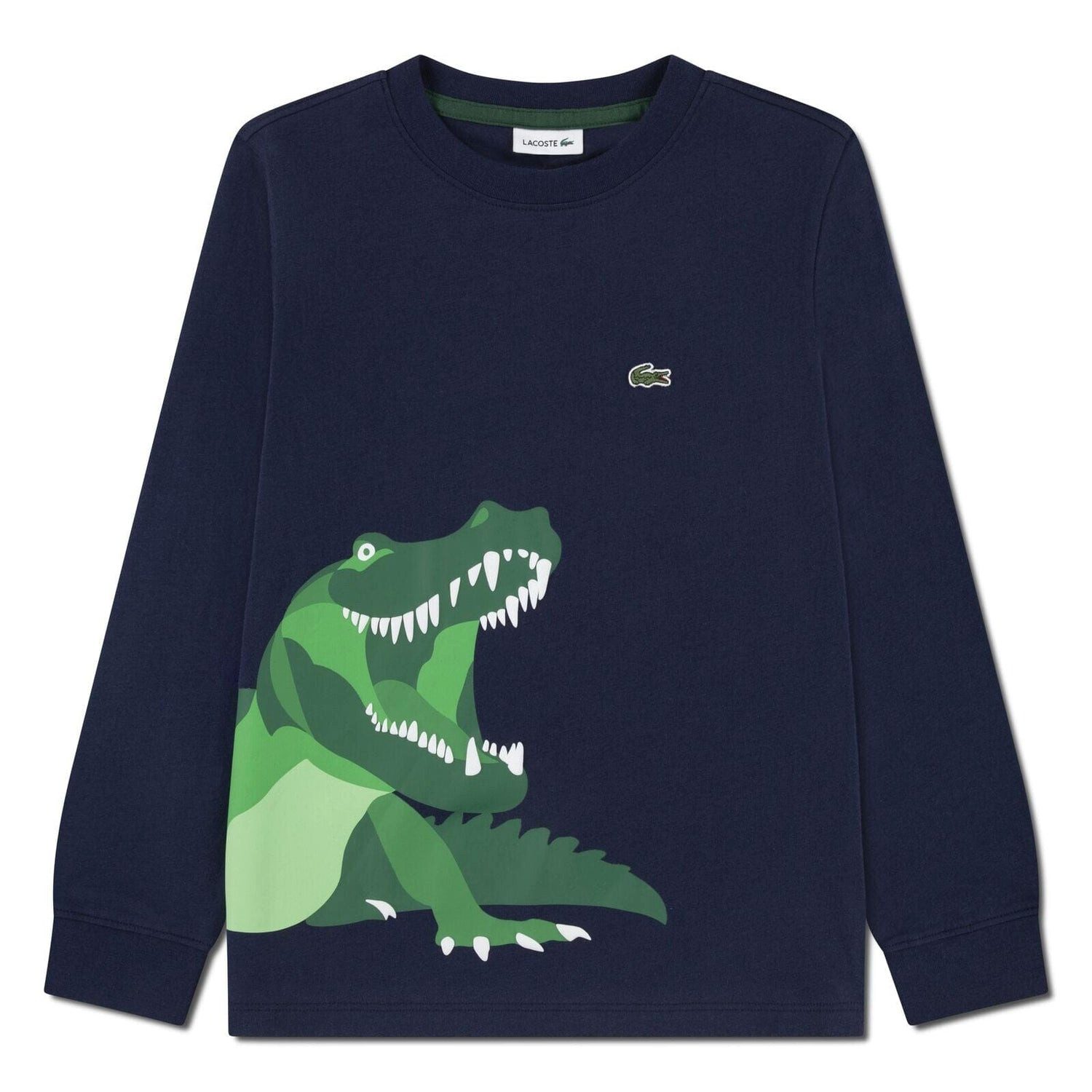 Lacoste Langarmshirt Lacoste Kids Langarmshirt mit XL Krokodil-Print & Logo-Stickerei Marin