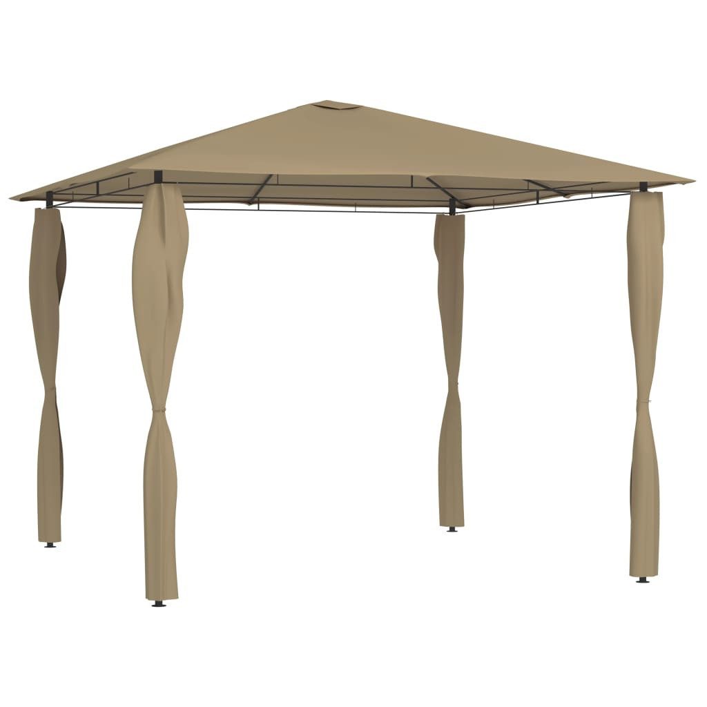 Partyzelt Pavillon mit Pfostenabdeckungen 3x3x2,6 m Taupe 160 g/m²