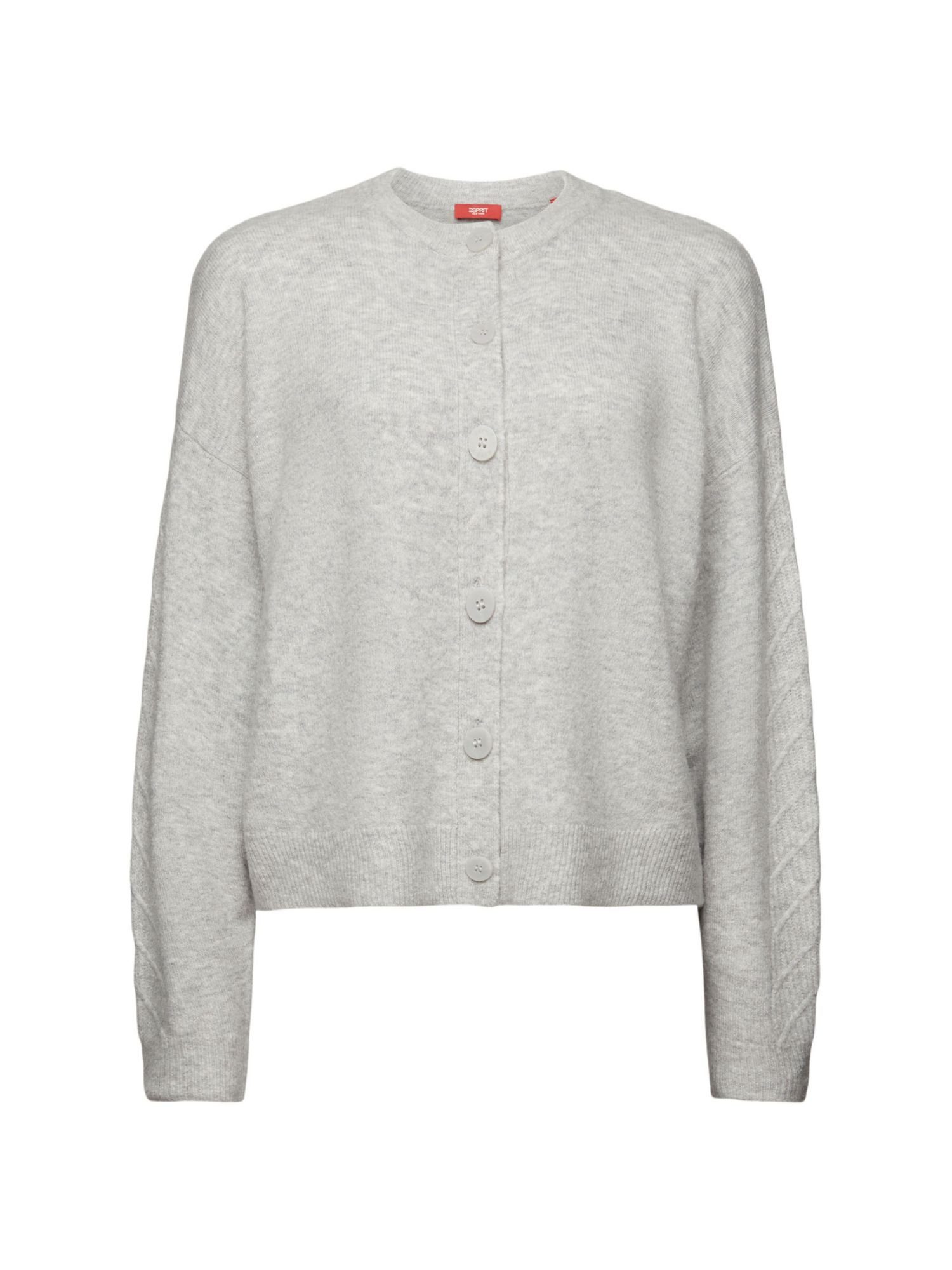 edc by Esprit Strickjacke Grobstrick-Cardigan aus Wollmix (1-tlg) LIGHT GREY