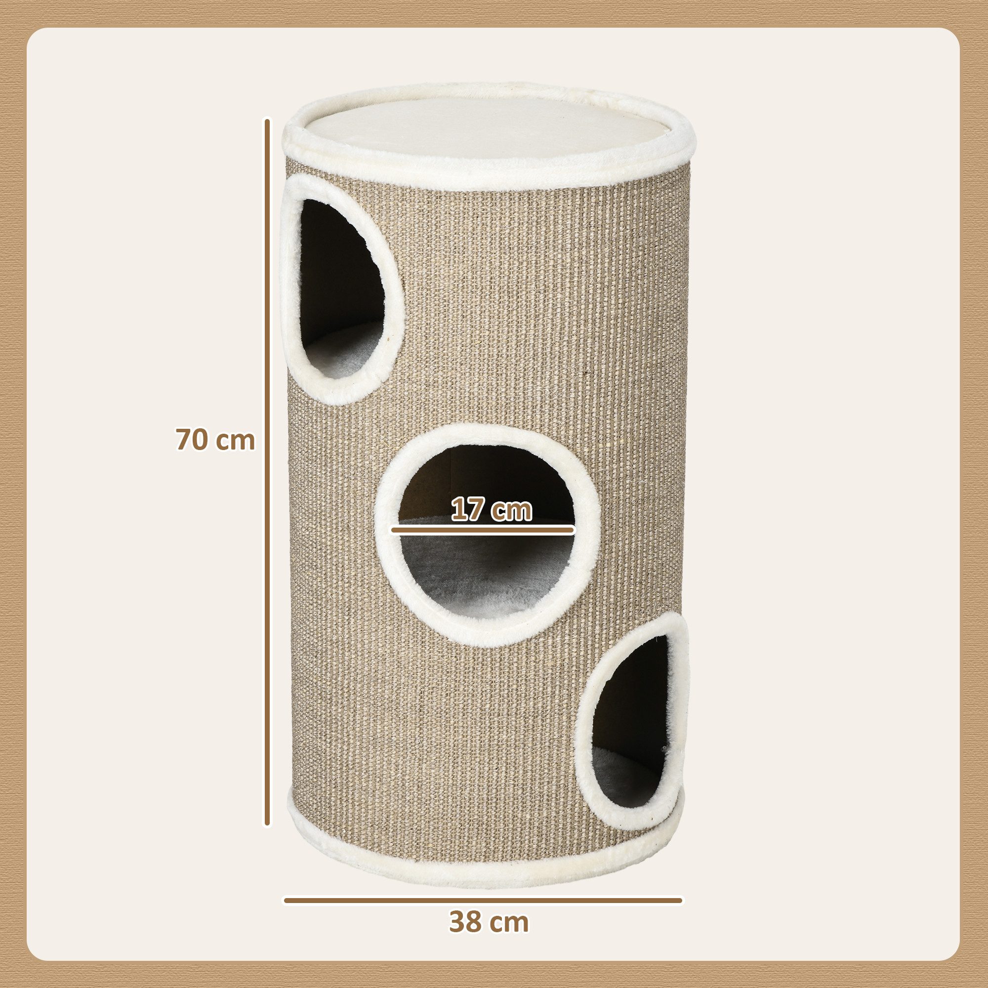 PawHut Kratztonne Katzentonne mit Plüschrand, Katzenhöhle für kleine Katzen, (Katzenmöbel, 1-tlg., Kratzturm), für Katzen mit einem Gewicht von unter 5 kg – Bild 3 von 5