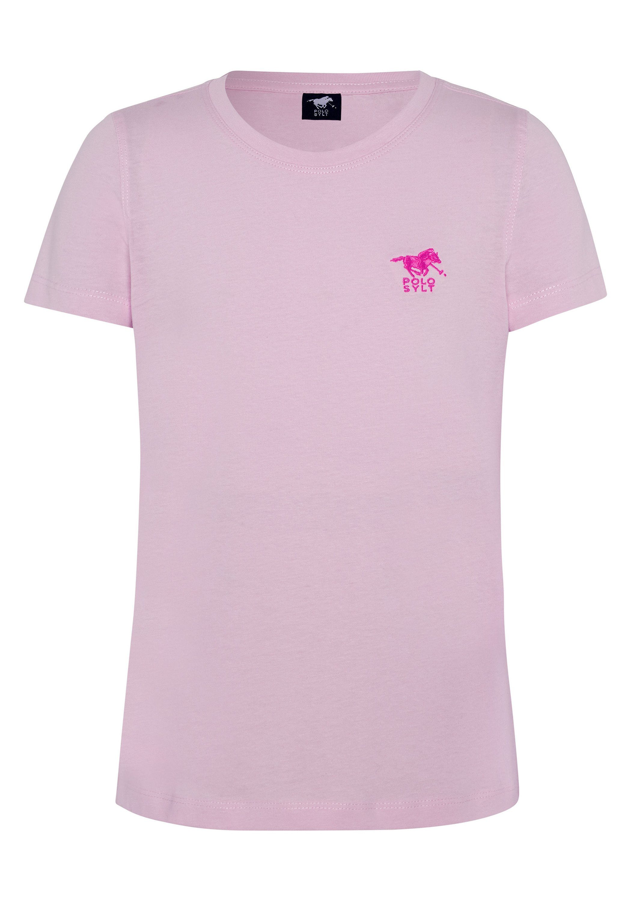 13-2806 Print-Shirt mit Polo Pink Sylt Logo-Stickerei Lady