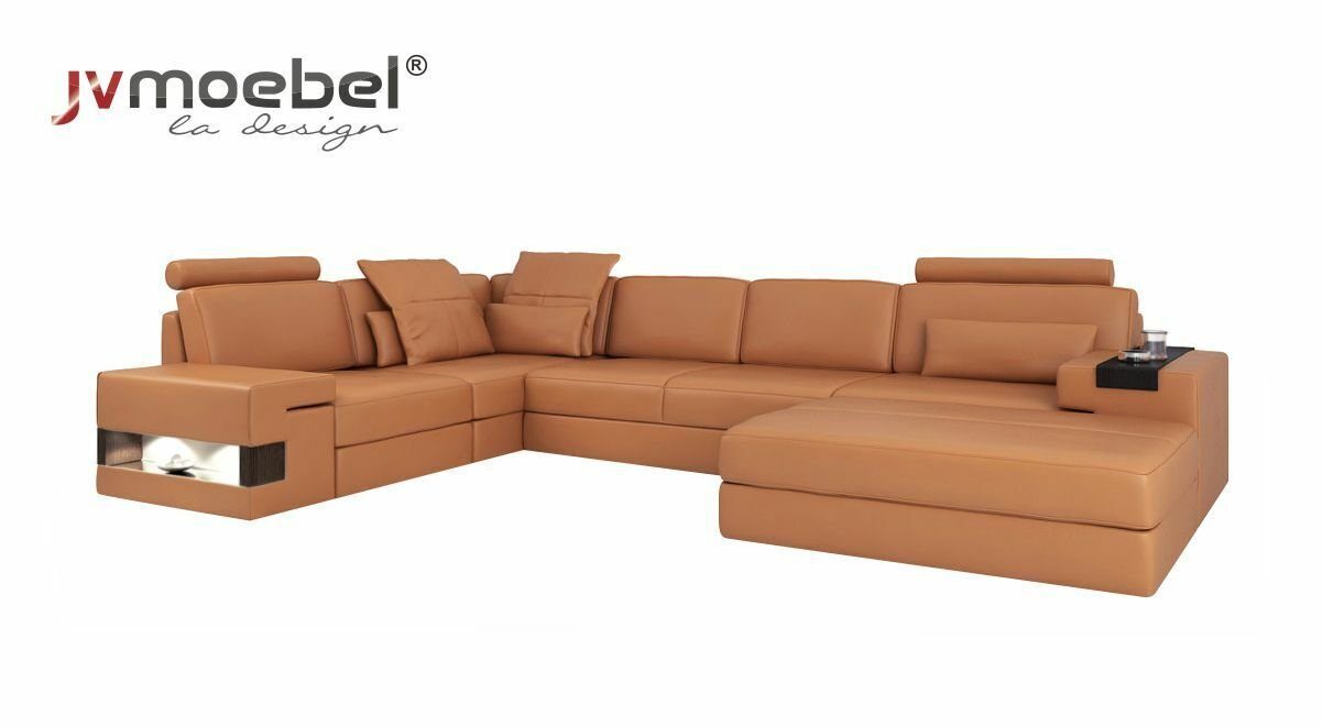 JVmoebel Ecksofa, Moderne Luxus Sofa Ecke Set L-Form gepolsterte Leder Möbel Ledersofa