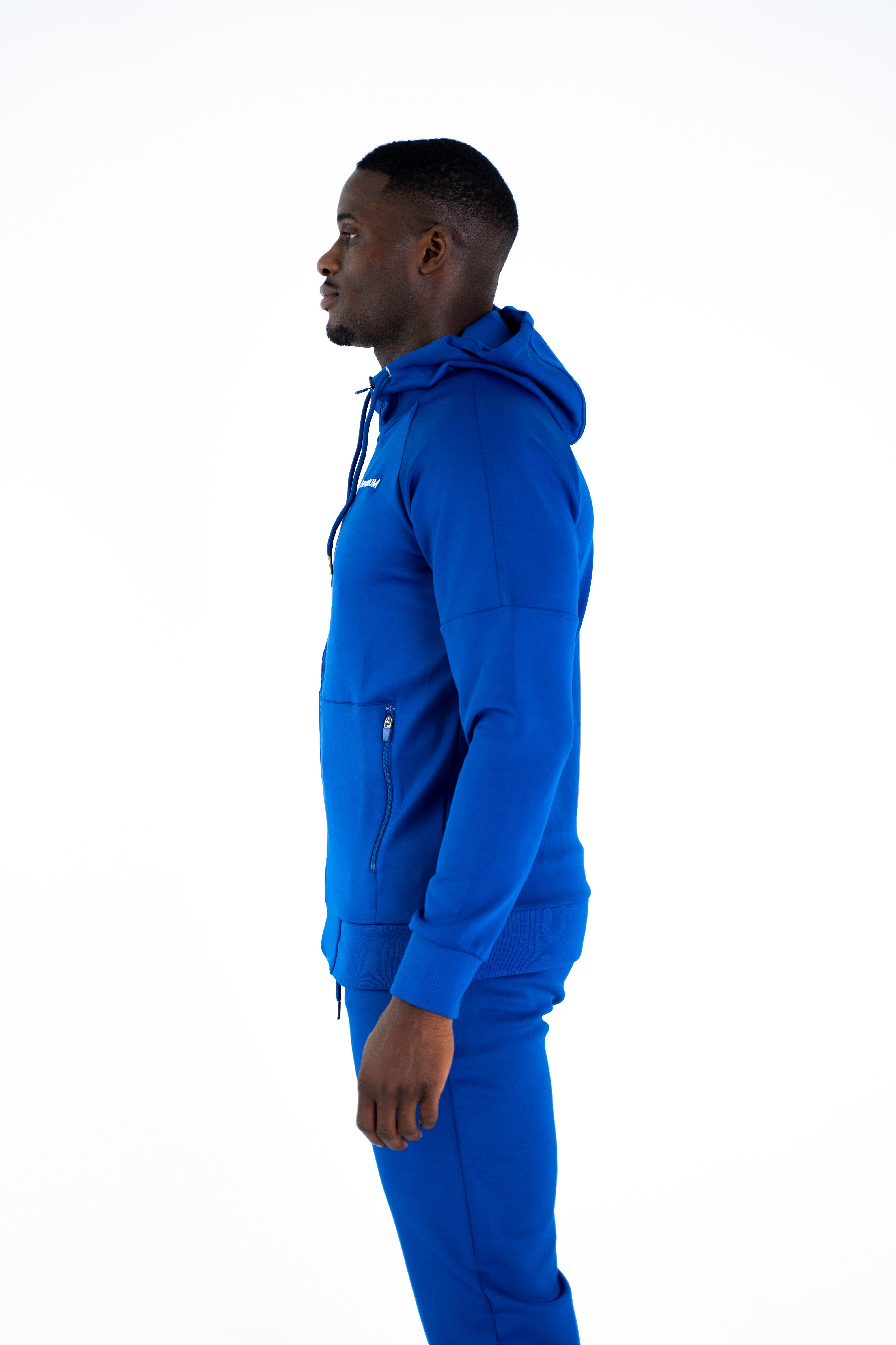 und Modern Hoodie Trainingsjacke mit und Kapuze für Universum Trainingsjacke blau Fitness Freizeit Schulterschnitt, Sportwear Fit Sport,