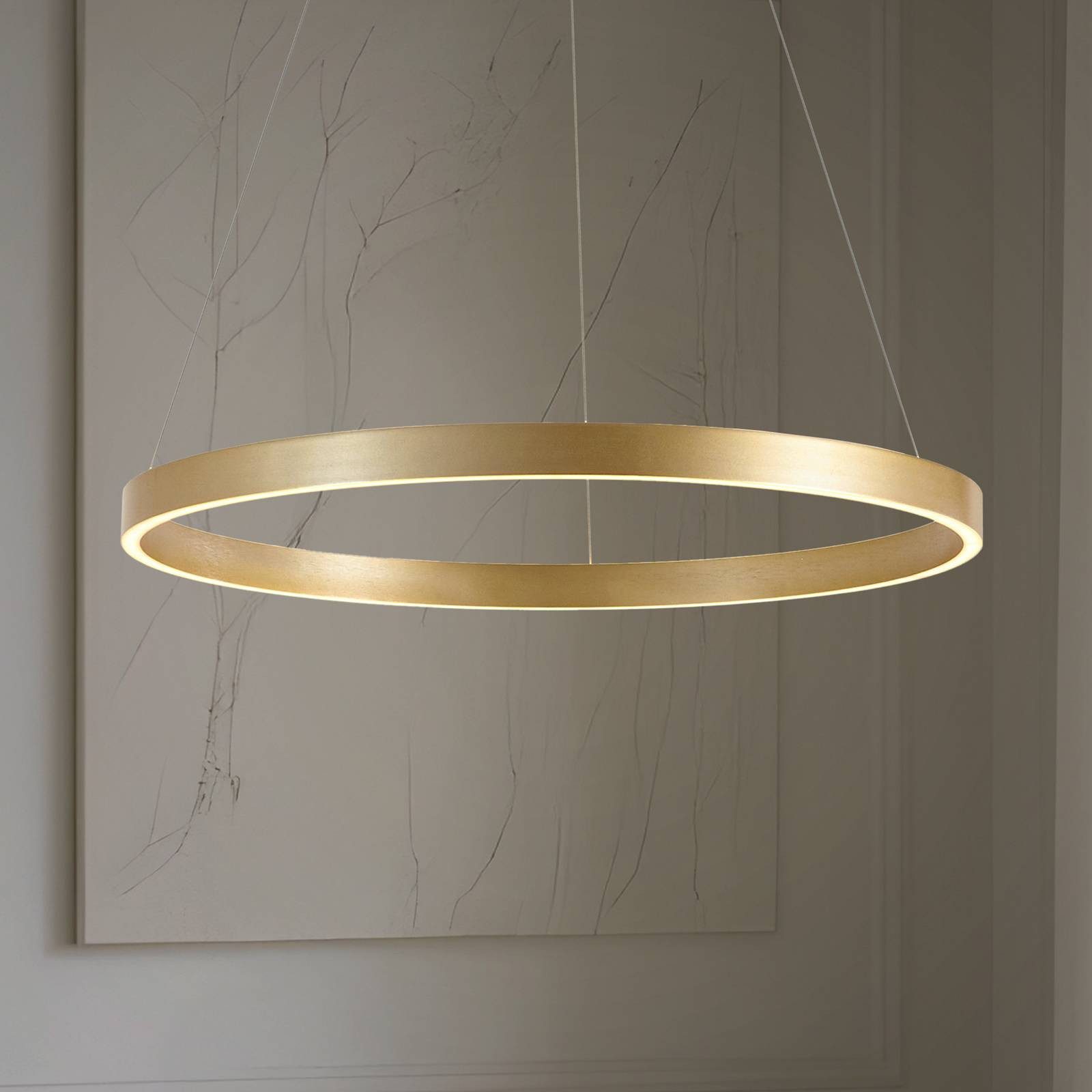 Lucande Hängeleuchte Yonam, LED, Metall, Gold / Messing Farbwechsel warmweiß / tageslicht IP20, Farbwechsel warmweiß / tageslicht
