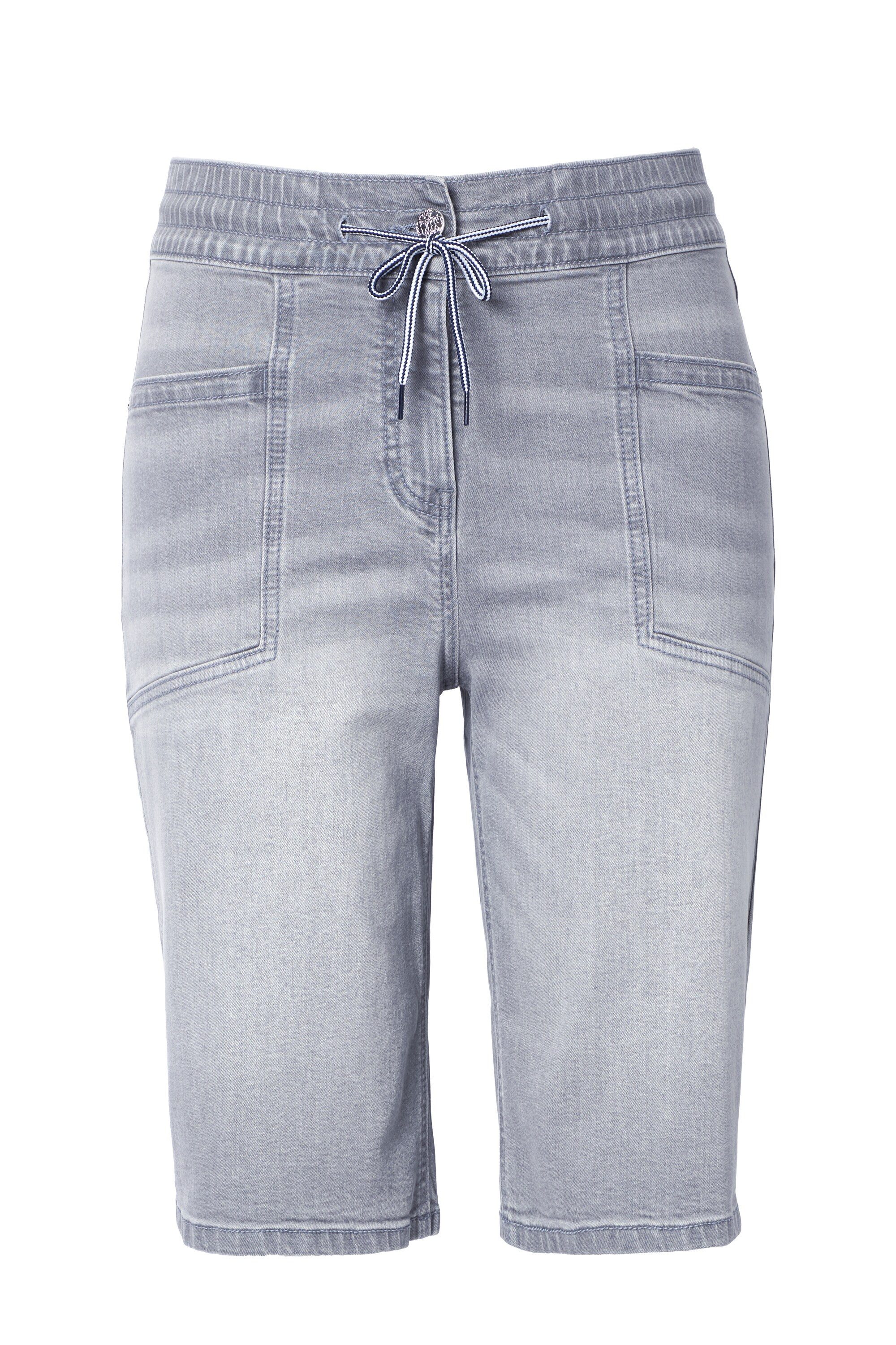 Ulla Popken Regular-fit-Jeans Bermuda Mary weites Bein Elastikbund