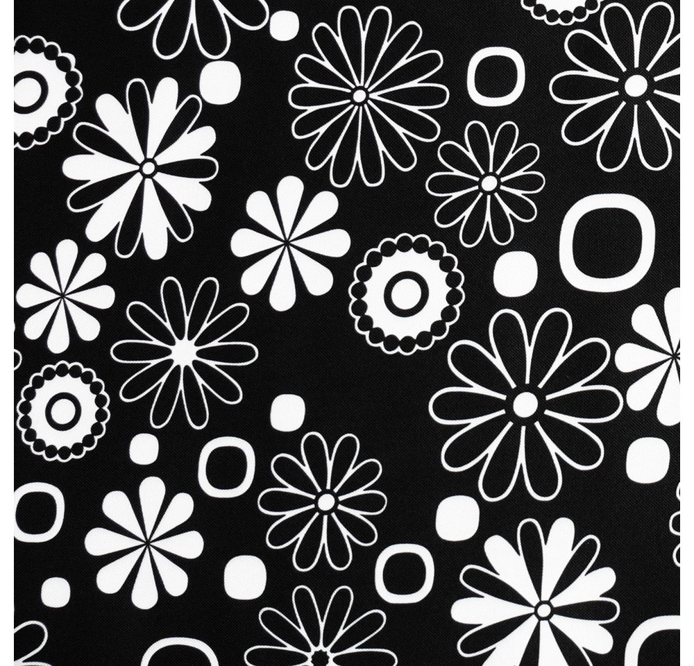 Thumbnail - novely® Stoff OXFORD 210D D5 Blumen Schwarz Weiß Printstoff Outdoor, Wasserabweisend, Outdoor, Meterware, 1lfm
