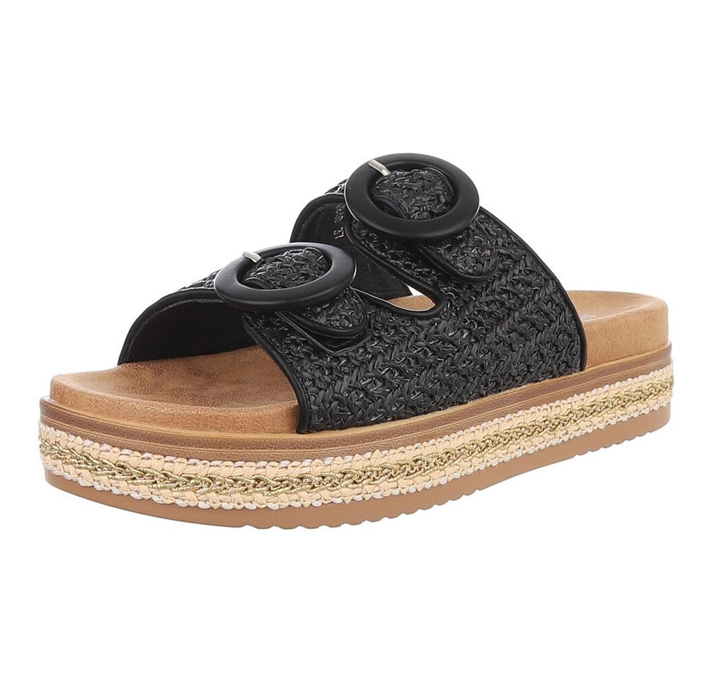 Ital-Design Stylische Damen-Sandalen mit Komfort und modischen Details Plateausandaletten (89372920) Keilabsatz/Wedge Keilsandaletten in Schwarz
