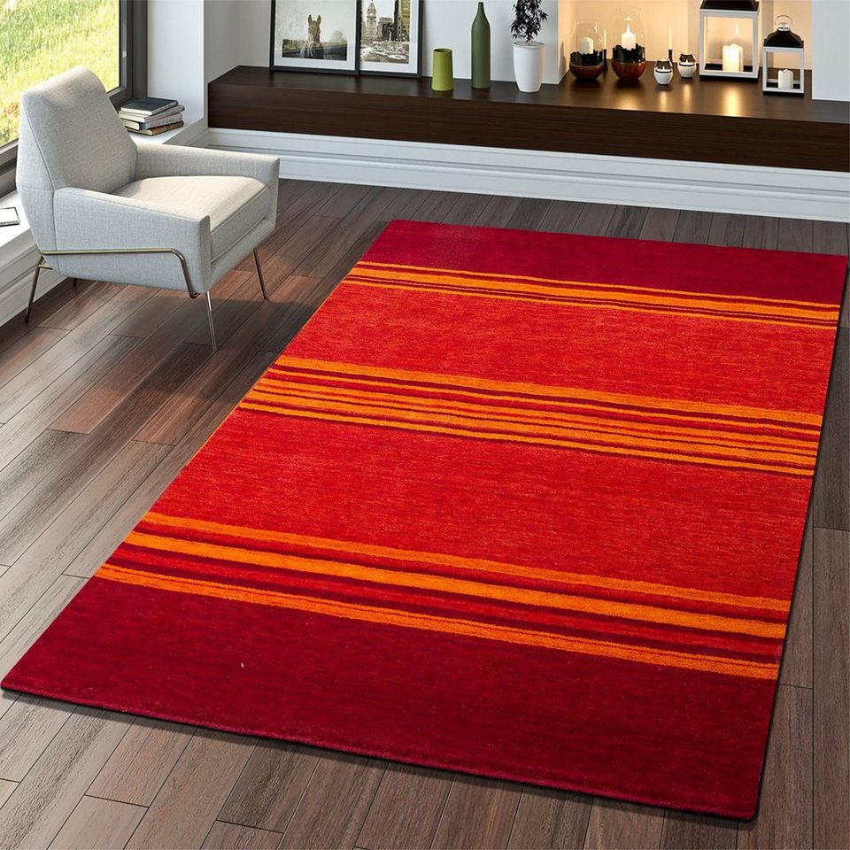 Teppich Gabbeh Handgefertigt Hochwertig Modern Wolle Meliert In Terrakotta,  TT Home, rechteckig, Höhe: 13 mm