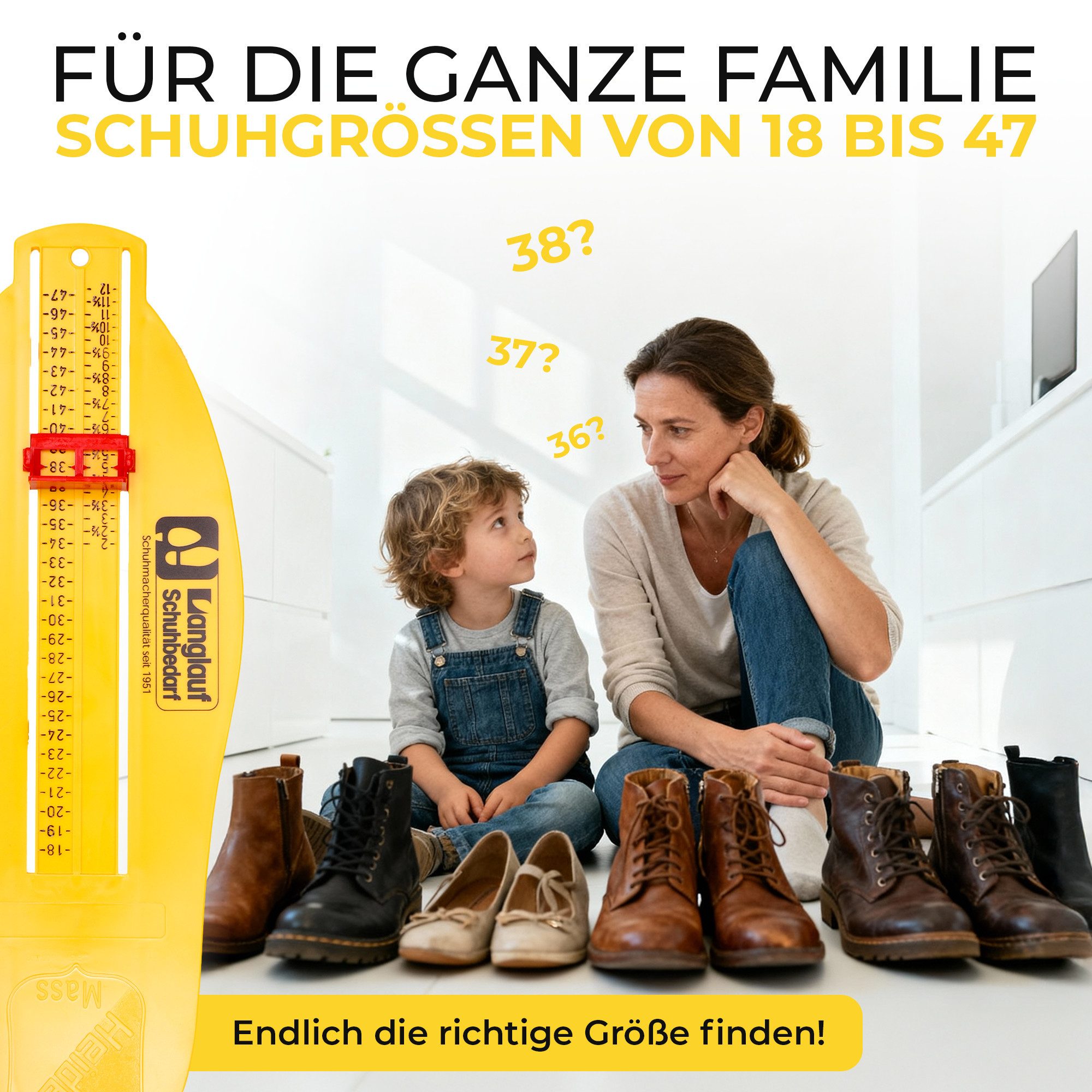 Langlauf Schuhbedarf Fußmessgerät für Kinder und Erwachsene