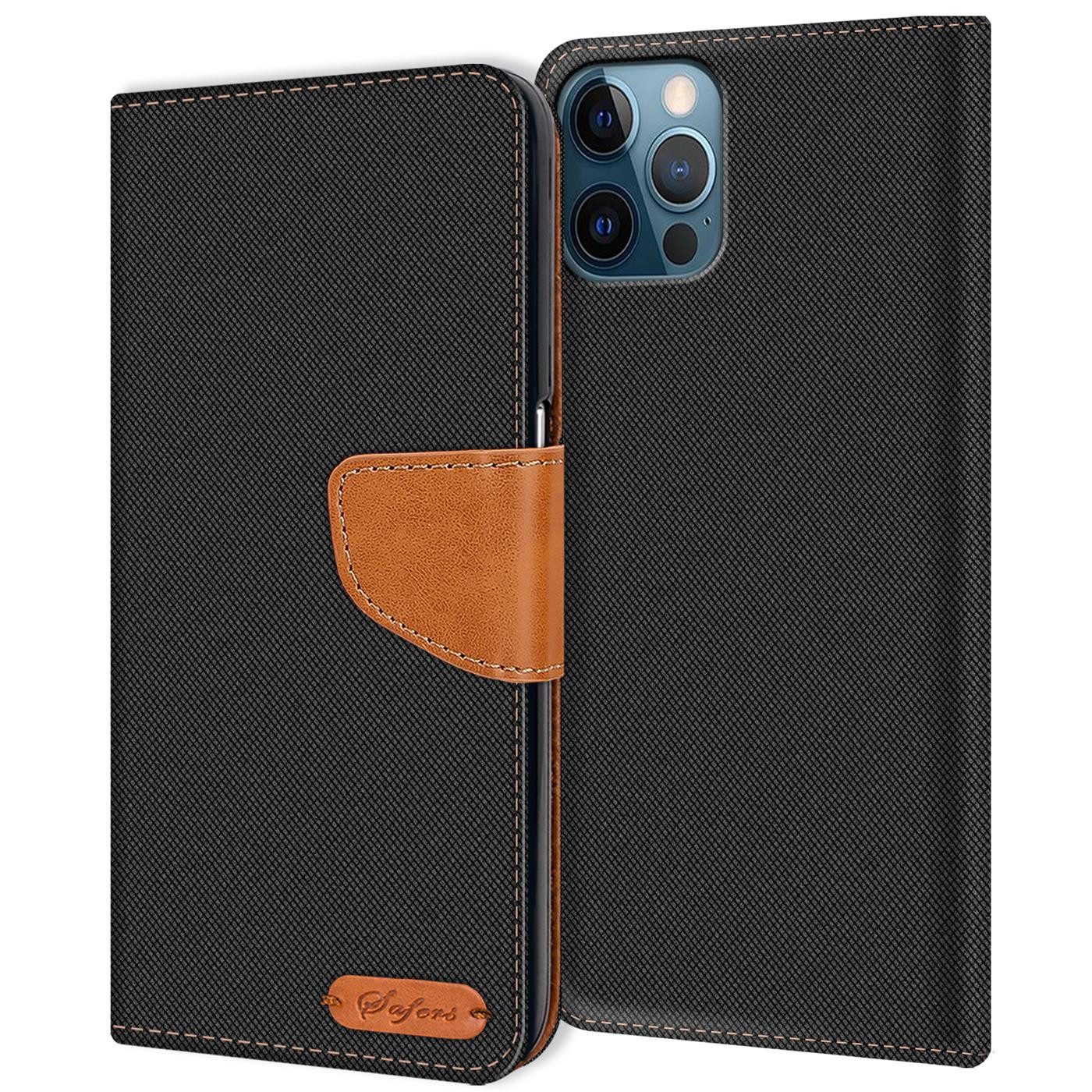 CoolGadget Handyhülle Denim Schutzhülle Flip Case für Apple iPhone 12 / 12 Pro 6,1 Zoll, Book Cover Handy Tasche Hülle für iPhone 12, iPhone 12 Pro Klapphülle