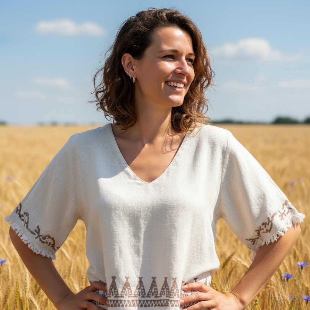 Guru-Shop T-Shirt Weites Top mit handgefertigtem Druck,.. Ethno Style, alte günstig online kaufen