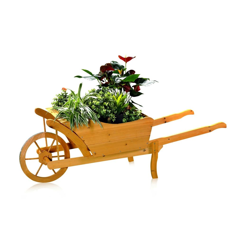 Mucola Pflanzkübel Pflanzschubkarre Blumenkarre Holzschubkarre Pflanztrog günstig online kaufen