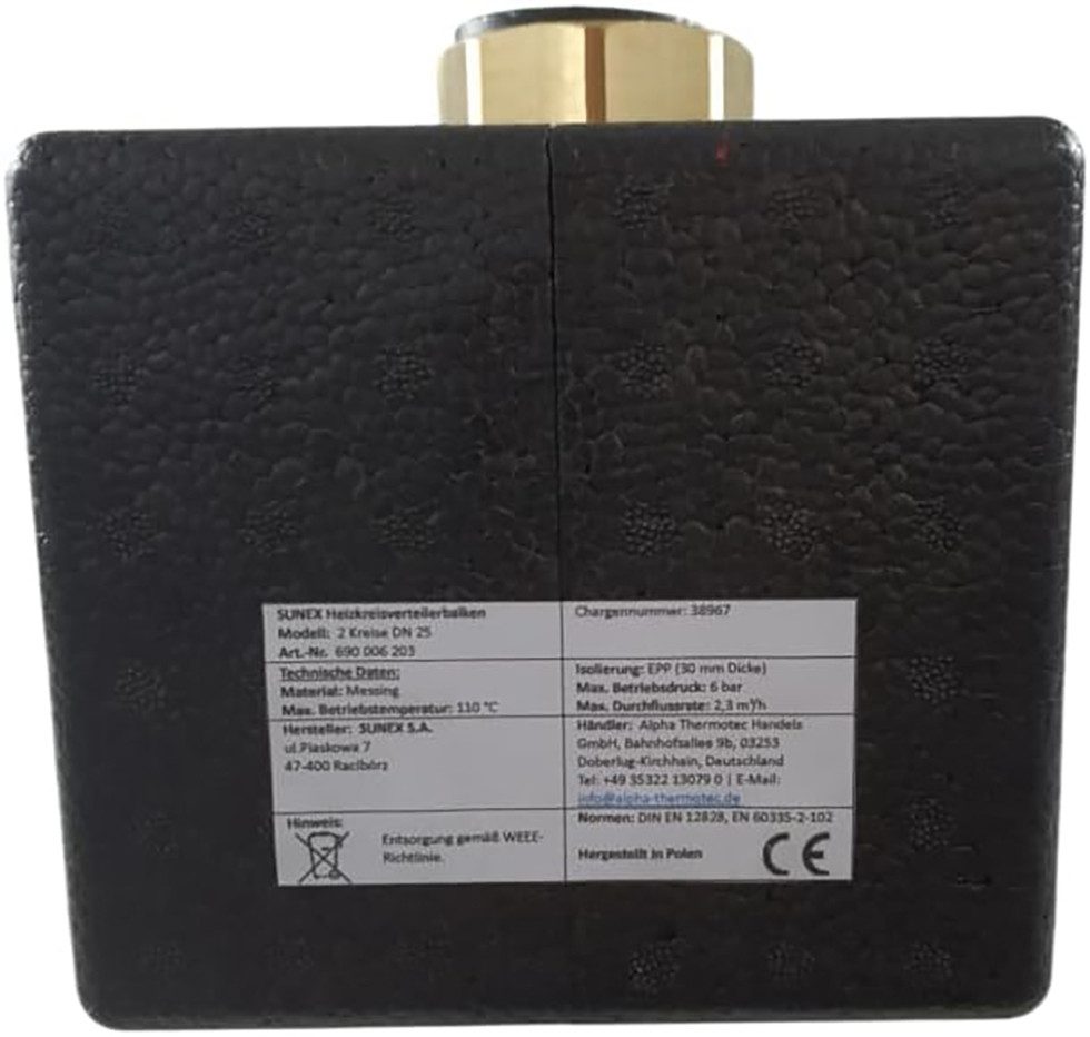 SUNEX Heizkreisverteiler Heizkreisset DN 25 ungemischt für 2 Heizkreise (1-St)