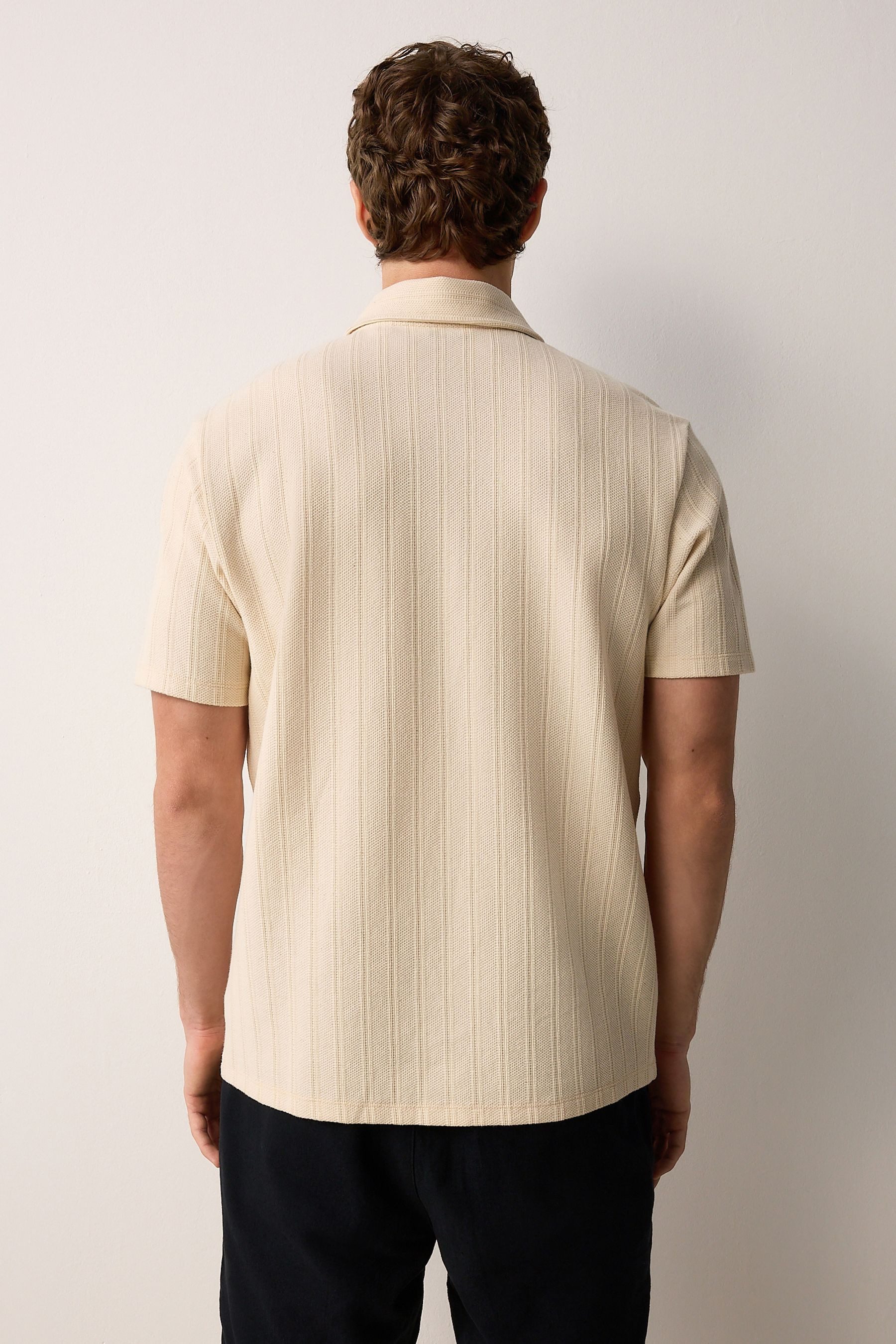 Next Poloshirt Strukturiertes Polo-Shirt mit RV-Kragen günstig online kaufen