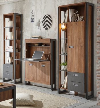 Furn.Design Standregal Auburn, Regalschrank in Eiche Stirling und Matera grau, Industrial Design