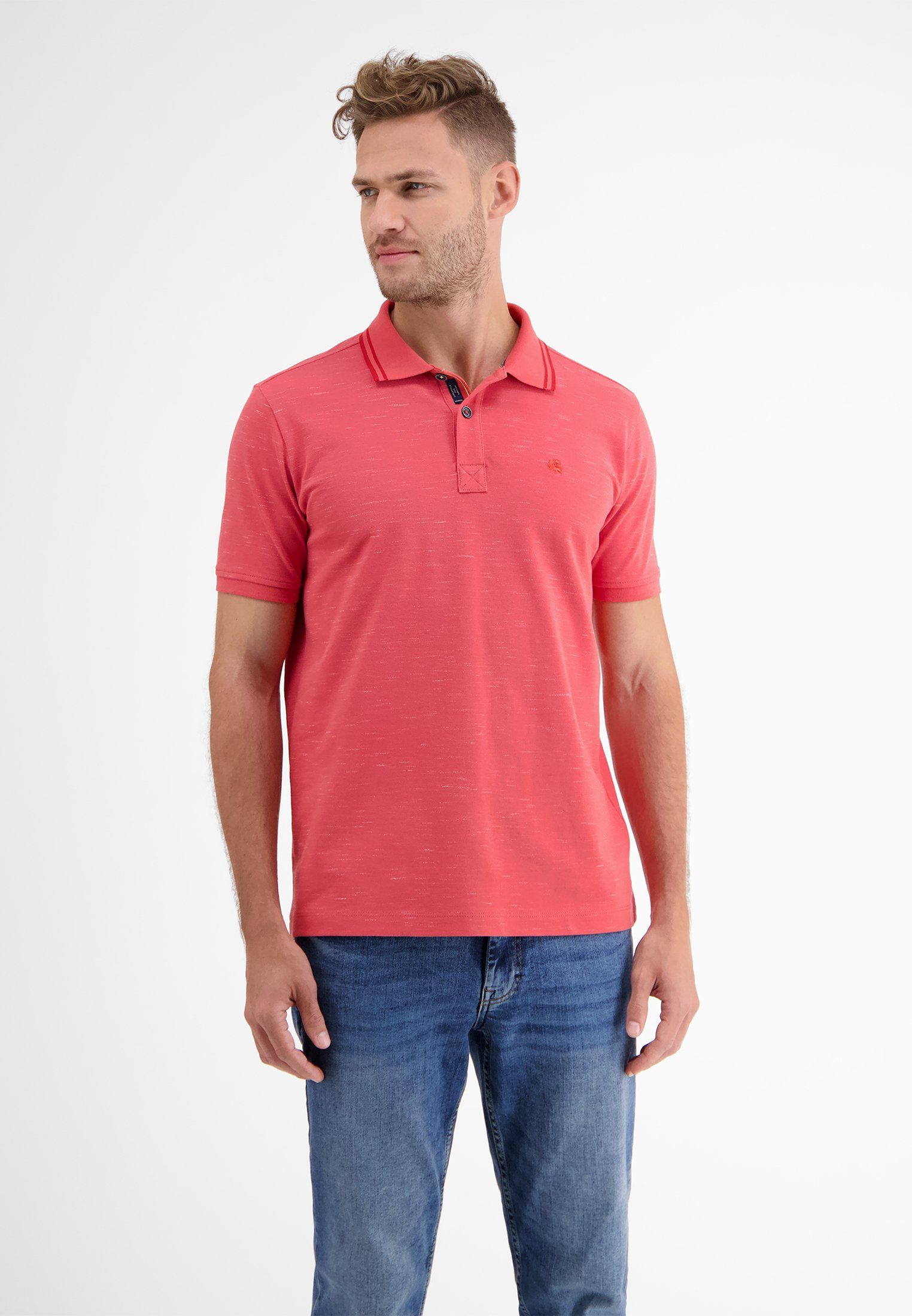 LERROS Poloshirt LERROS Poloshirt in Two-Tone-Piqué HIBISCUS RED | Poloshirts