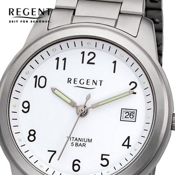 Regent Quarzuhr Regent Herren Uhr F-208 Metall Quarzwerk, Herren Armbanduhr rund, mittel (ca. 36mm), Metallarmband