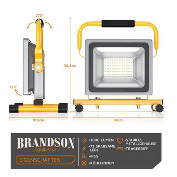 Brandson Baustrahler, LED, für Innen- & Außenbereich, 30W, 2500 Lumen, IP65 (wasserfest)