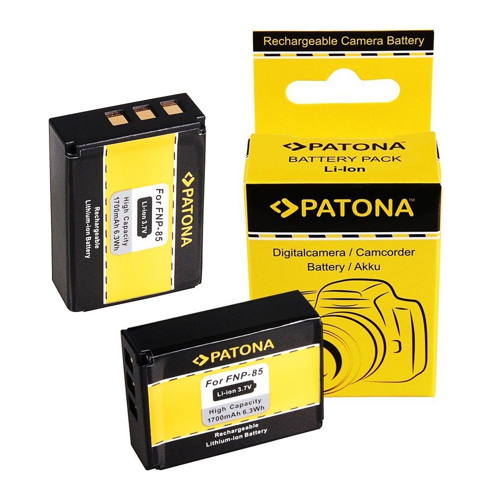 Patona 2x Akku für Fuji NP-85 Fujifilm Finepix F305 SL240 Kamera-Akku Ersatzakku Kameraakku 1700 mAh (3,7 V, 2 St), SL245 SL260 SL280 SL300 SL305 SL1000 NP85