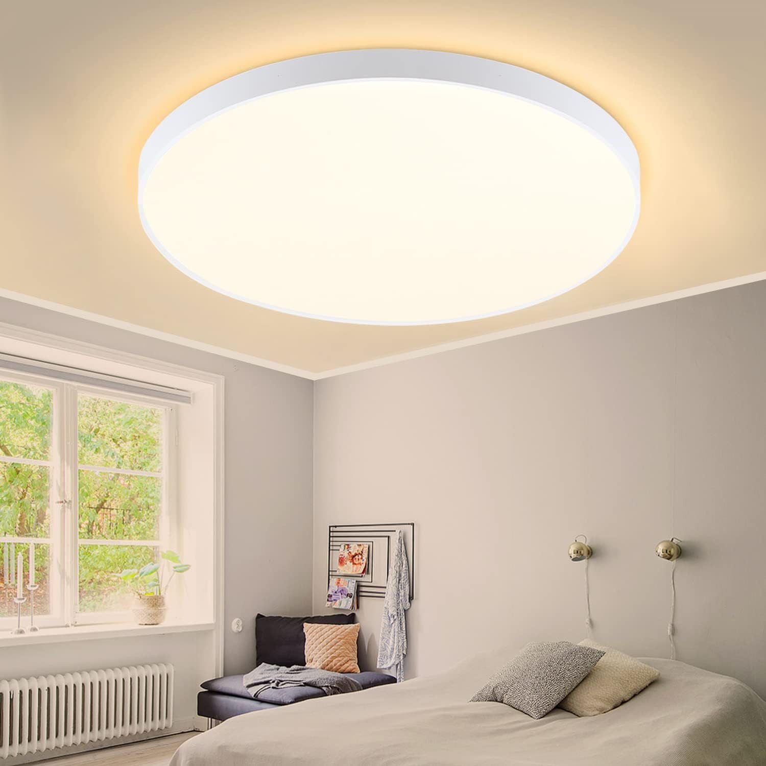 ZMH LED Deckenleuchte Wohnzimmer Rund Schwarz/Weiß günstig online kaufen