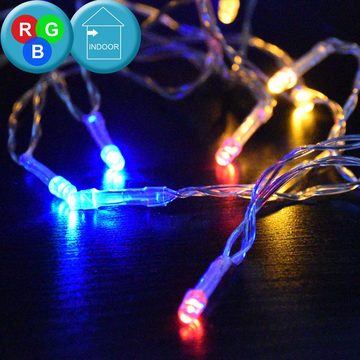 etc-shop Dekolicht, 20er RGB LED Lichterkette Weihnachts Deko Beleuchtung X-MAS Batterie