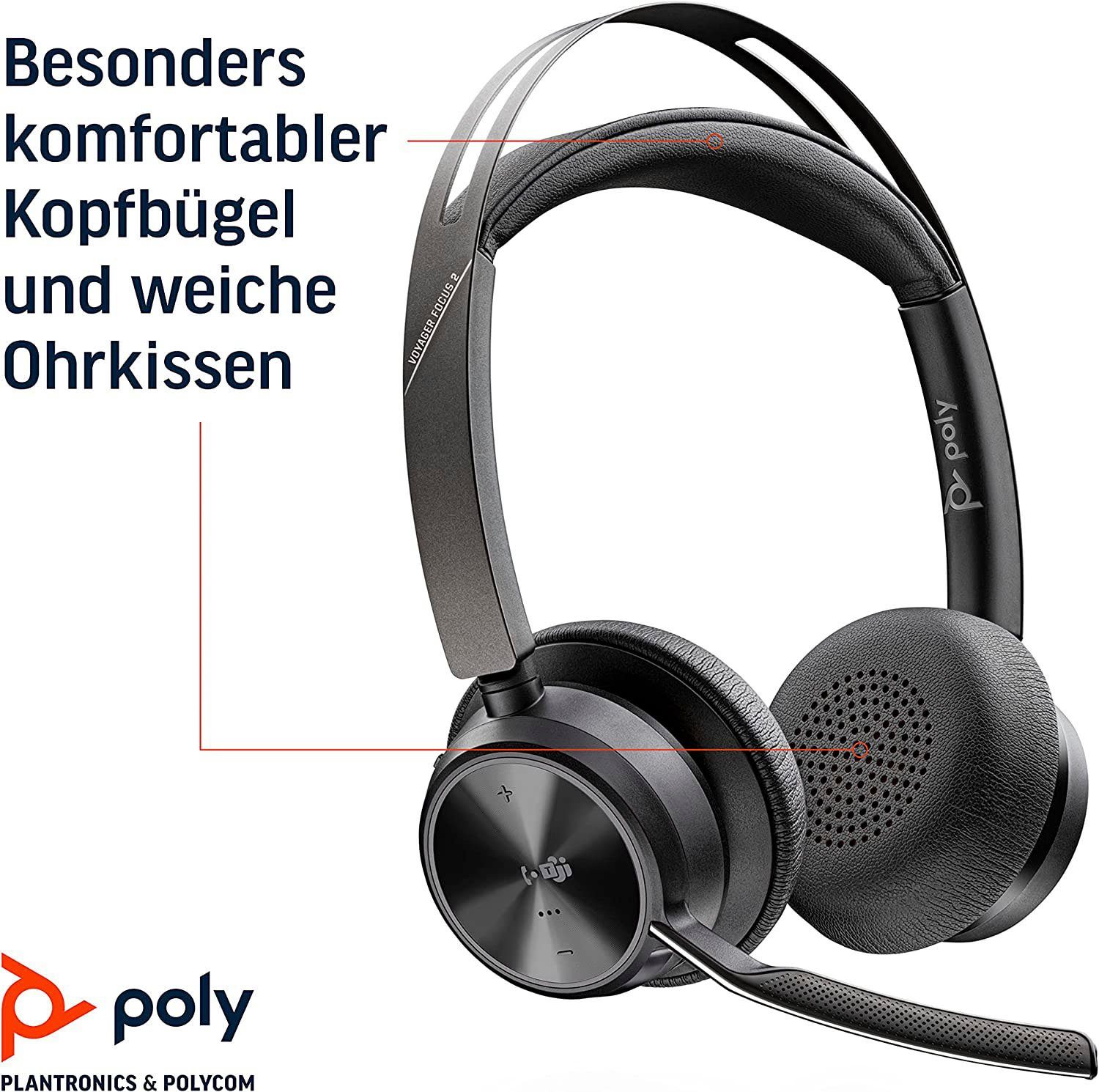 Steuerung Poly (ANC), Focus Profile), Bluetooth 2 (Active (Audio Profile), Remote AVRCP Bluetooth (Advanced UC Video Distribution Voyager Control integrierte Wireless-Headset Noise Anrufe Musik, HFP, A2DP Cancelling HSP) für und Audio