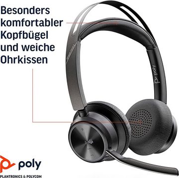 Poly Voyager Focus 2 UC Wireless-Headset (Active Noise Cancelling (ANC), integrierte Steuerung für Anrufe und Musik, A2DP Bluetooth (Advanced Audio Distribution Profile), HFP, HSP, AVRCP Bluetooth (Audio Video Remote Control Profile)