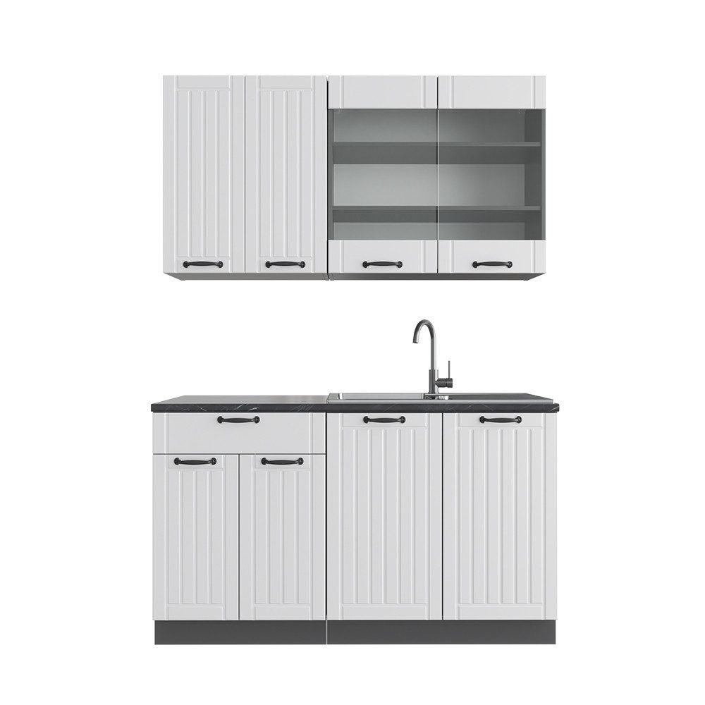 Vicco Küchenzeile Fame-Line, Weiß Landhaus/Anthrazit, 140 günstig online kaufen