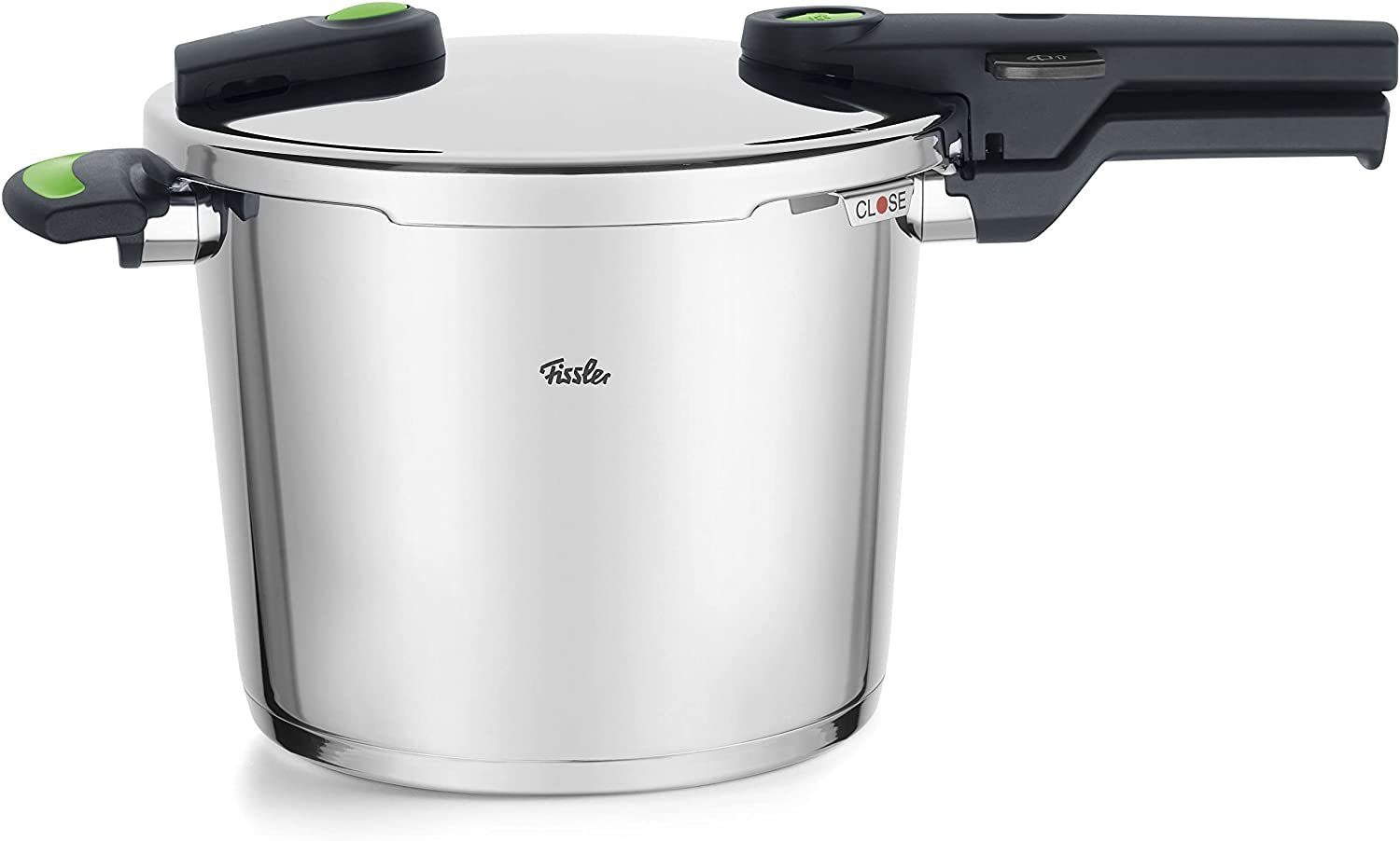 Fissler Schnellkochtopf Vitaquick® green Schnellkochtopf 6 L, Ø 22 cm mit Einsatz, Edelstahl 18/10 (3-tlg), Dampfkochtopf, Einstellbare Kochstufen, Induktion, Made in Germany