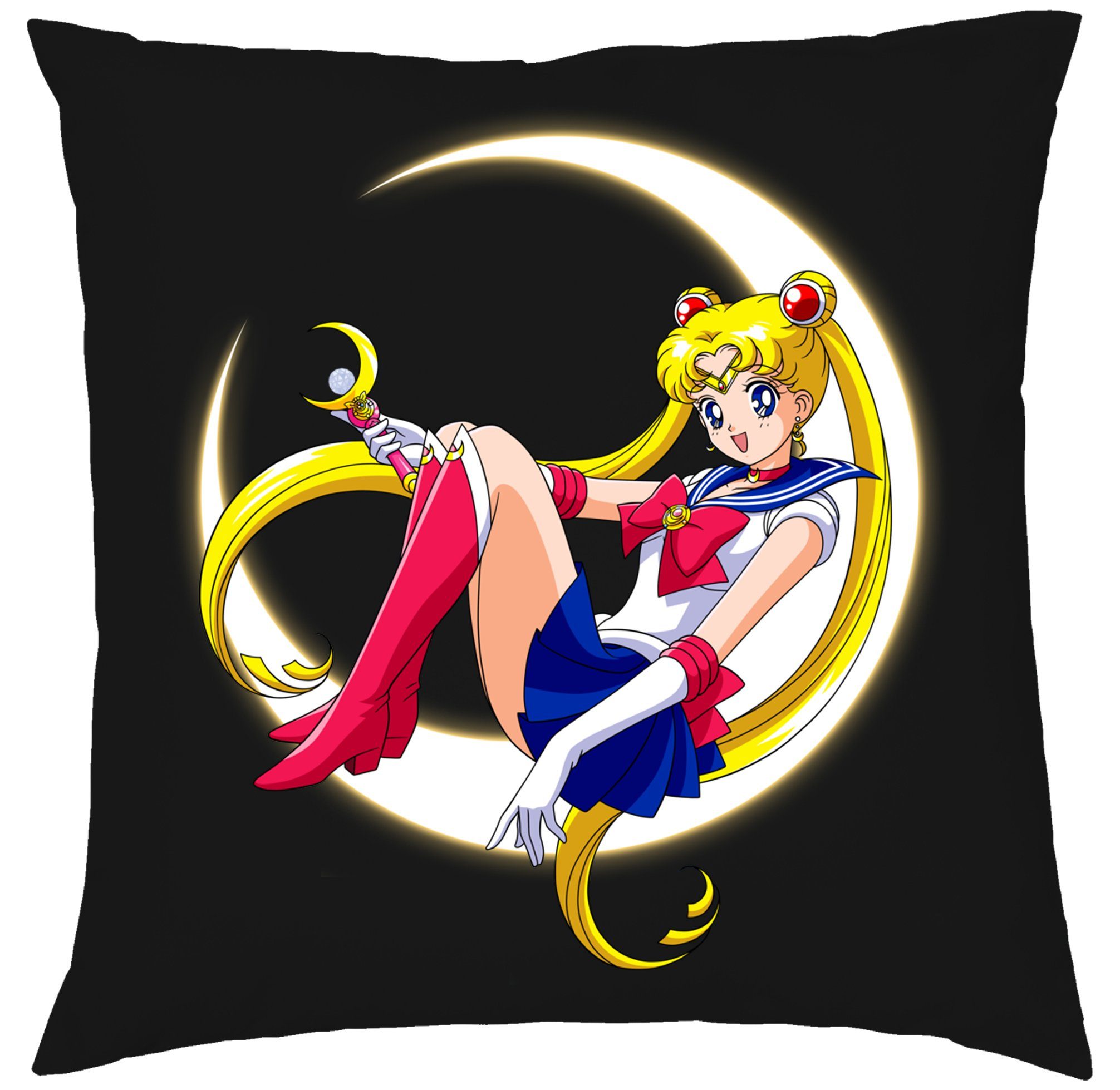 Blondie & Comic Sailor Brownie Anime Moon Fun Manga Schwarz Dekokissen