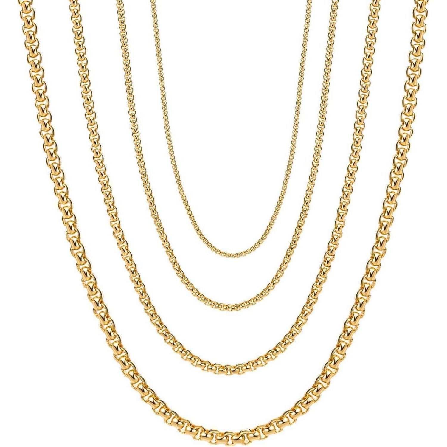 LuxusKollektion Gliederkette Halskette Edelstahl Silber Herren Damen Breite 4 mm 45.0 Zentimeter