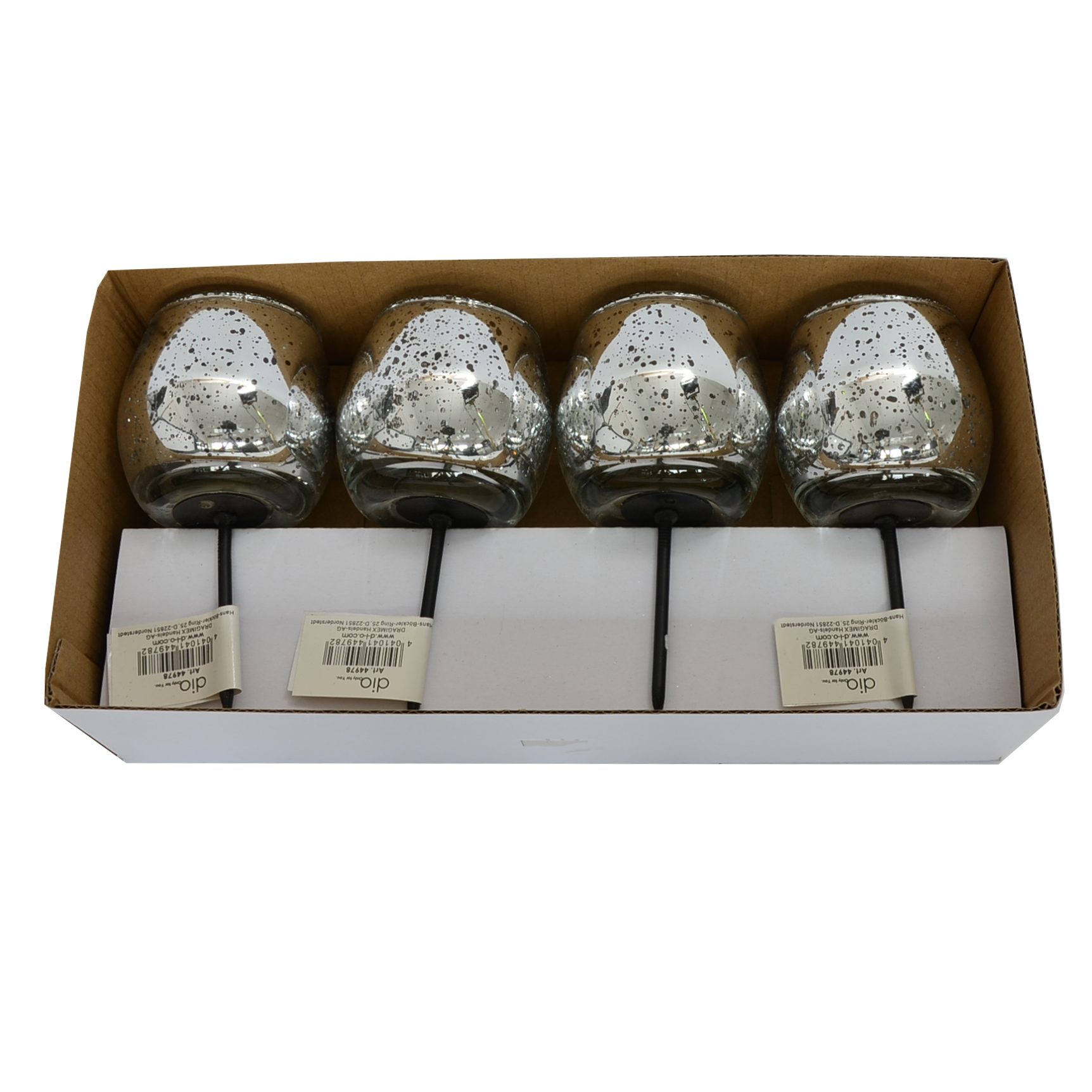Dragimex Teelichthalter Teelichgläser silber aus Glas 4er Set mit Picker fü günstig online kaufen