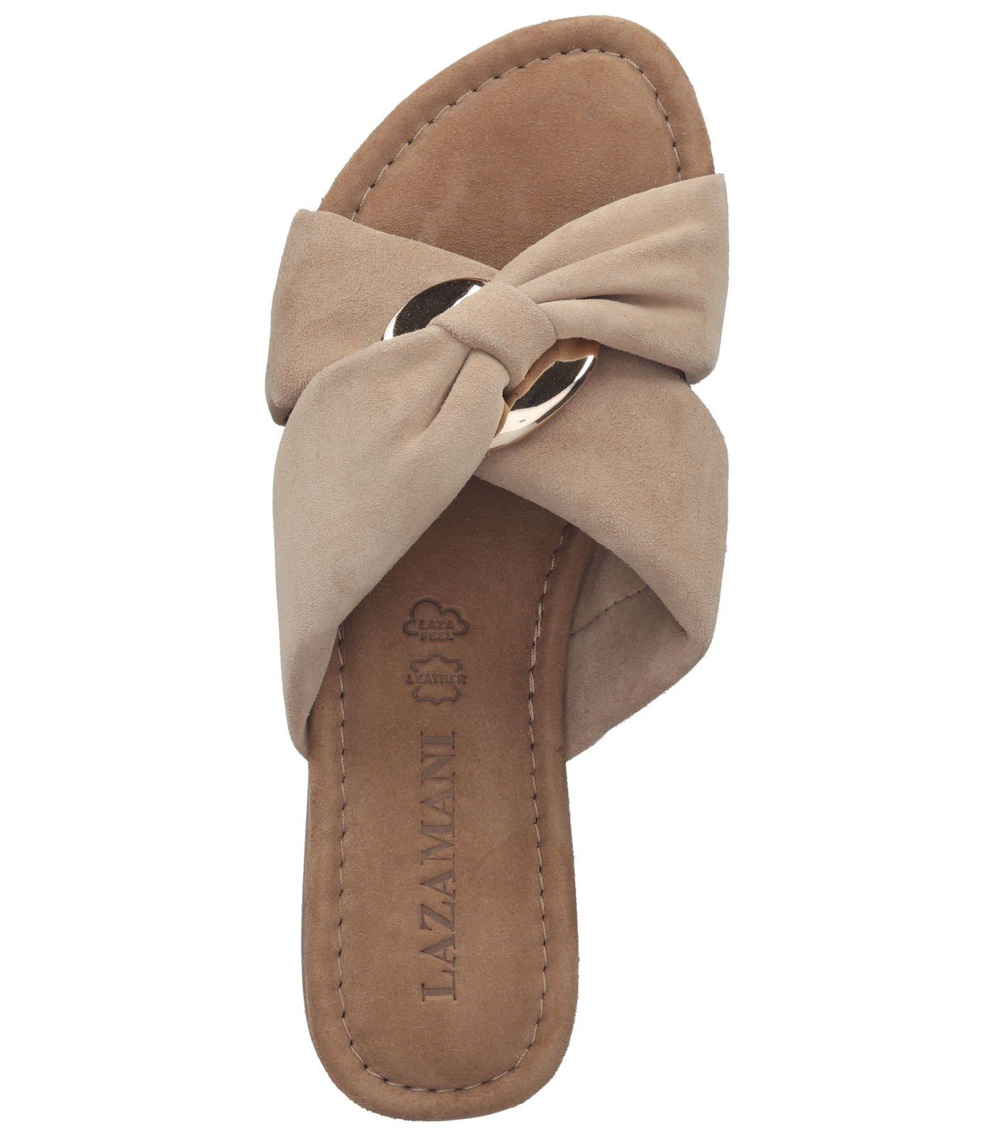 Beige Pantolette Pantoletten Lazamani Leder