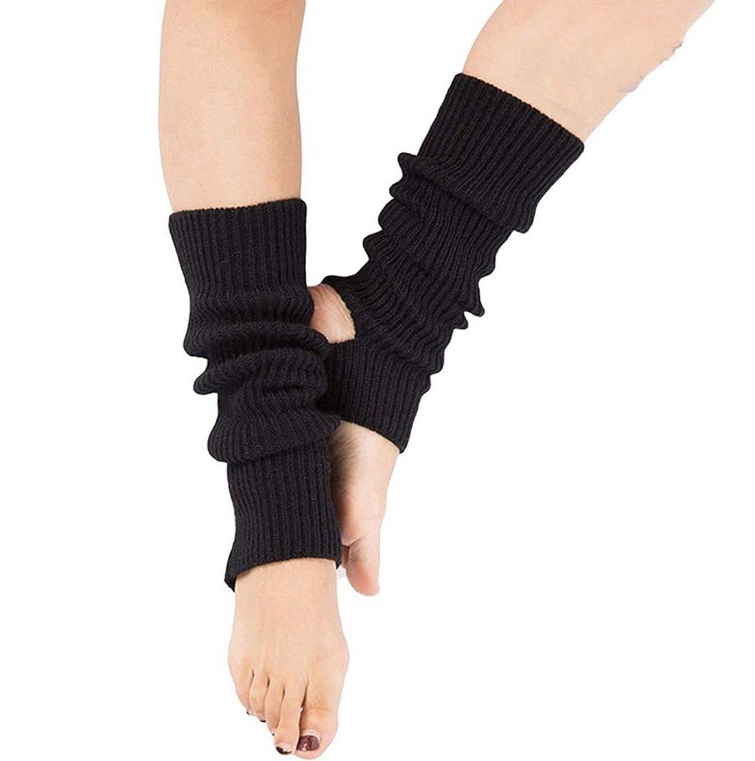 DAYUT Beinstulpen Gestrickte Damen-Beinwärmer, schwarz, 1 Paar, für Yoga, Tanz, Winter (1-St)