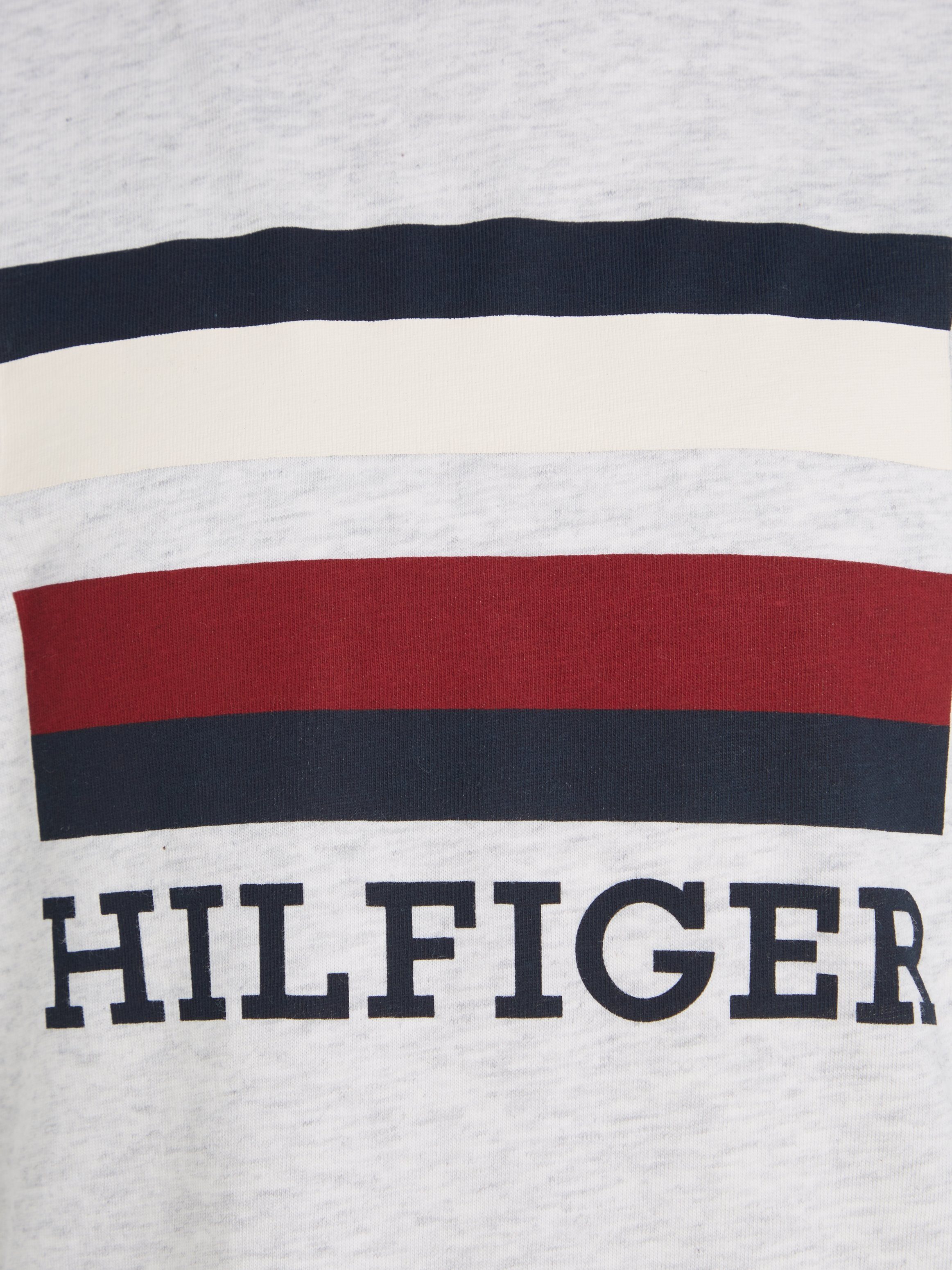 LOGO New_Light_Grey_Heather TH Print Front mit TEE großem L/S Langarmshirt Hilfiger Tommy Hilfiger