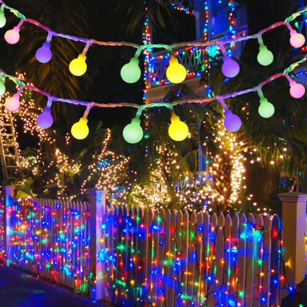 Lichterkette LED Lichterkette 100 Kugeln, 10 m/32,81 Fuß für Deko Außen Innen