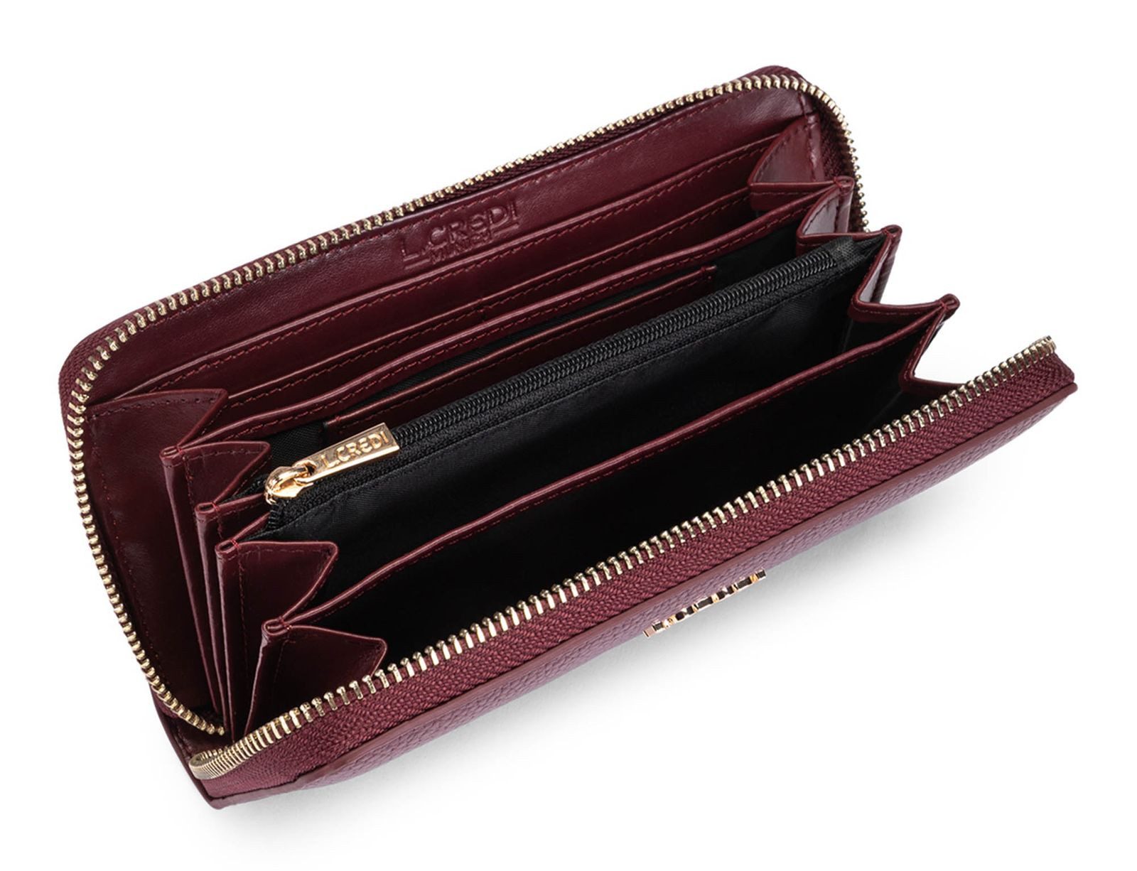 L. CREDI Geldbörse Zip Around Wallet, mit RFID-Blocker Schutz