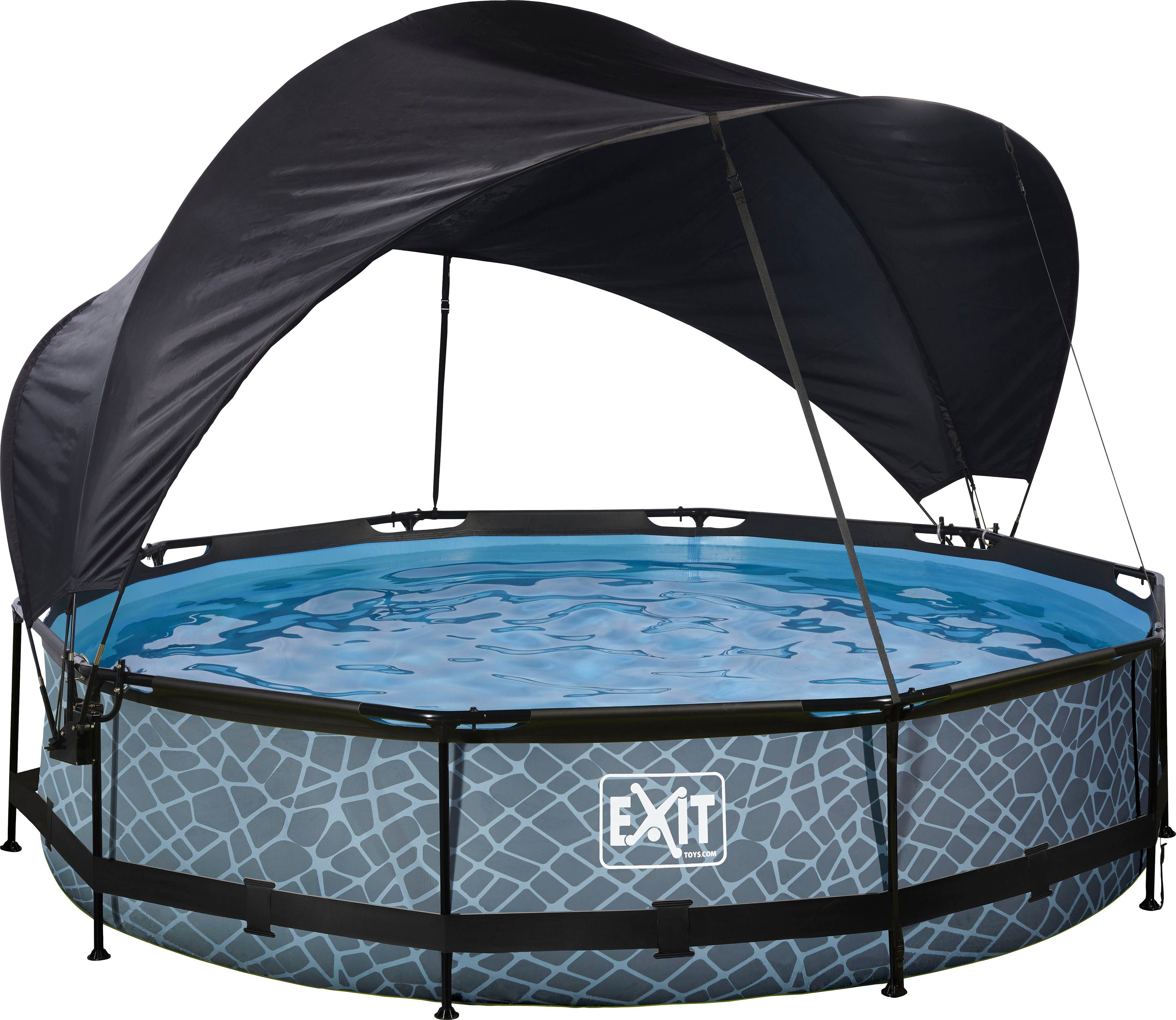 EXIT Framepool inkl. Sonnensegel (Set, 4-tlg), ØxH: 360x76 cm, mit Kartuschen-Filterpumpe & Filterkartusche