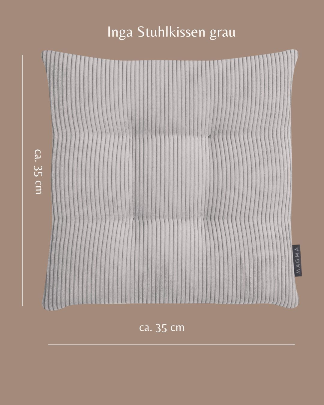 Magma Heimtex Stuhlkissen 4er Set Inga Stuhlkissen Sitzkissen ca. 35x35x5 cm Cordstoff, gestreift trendiger Cord Look