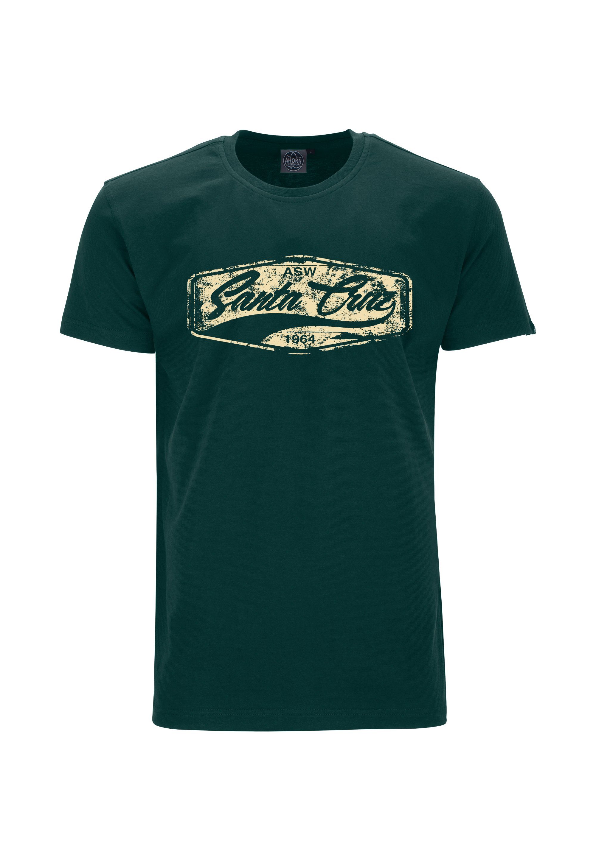 AHORN SPORTSWEAR T-Shirt SANTA dunkelgrün Frontprint modischem CRU mit