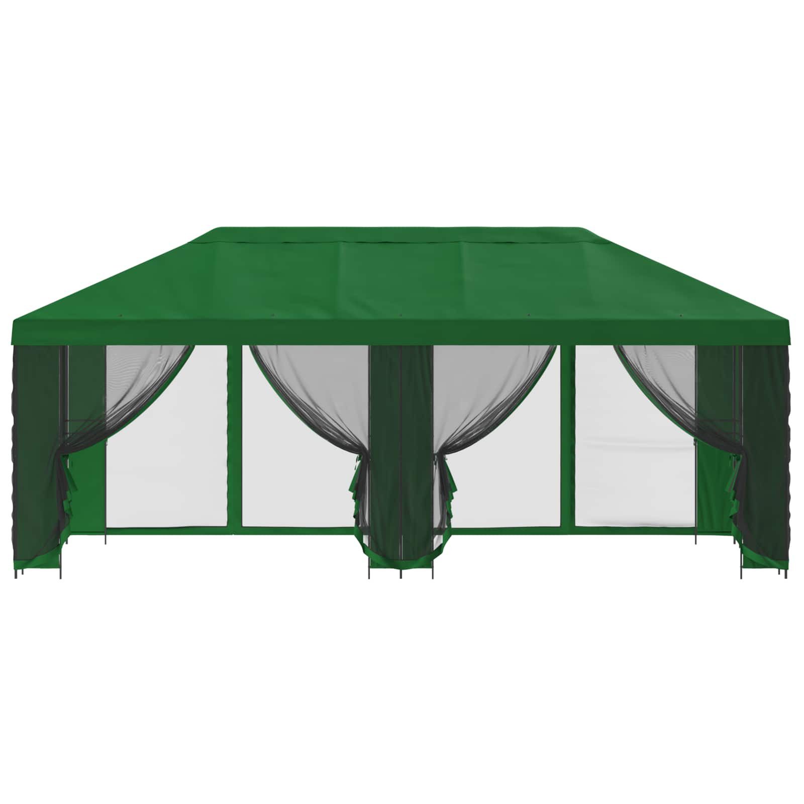 vidaXL Partyzelt Pavillon mit Seitenwänden 6 x 3 m Grün Polyester und Stahl 190