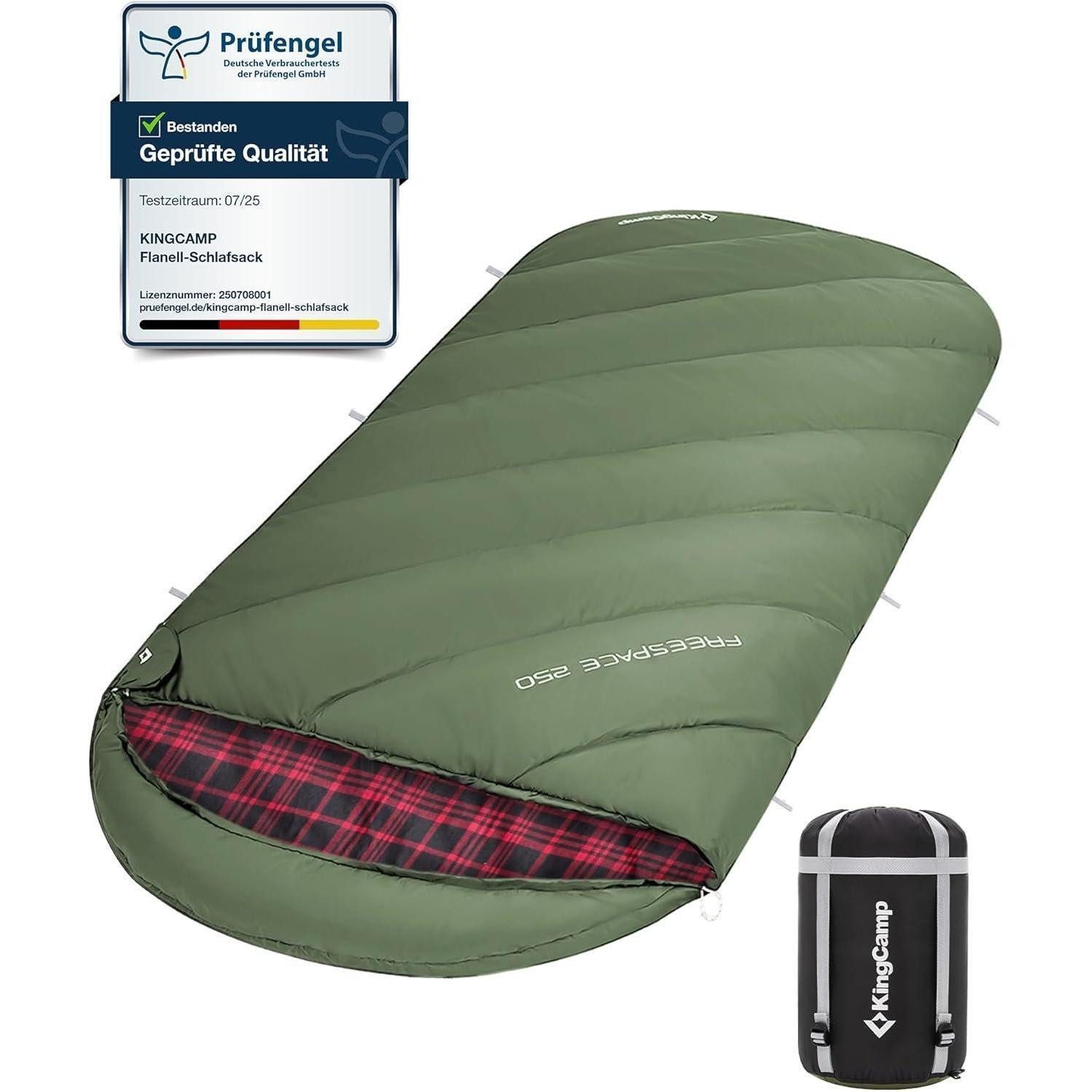 LuxusKollektion Deckenschlafsack Schlafsack XXL Baumwolle Winter Camping 220x100cm Klassisch Oliv