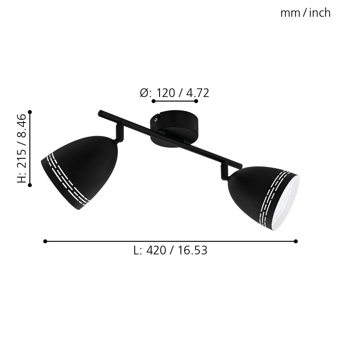 EGLO LED Deckenspot Sabatella, Leuchtmittel exklusive, Deckenlampe aus Stahl, Flurlampe in schwarz und weiß, Wohnzimmerlampe
