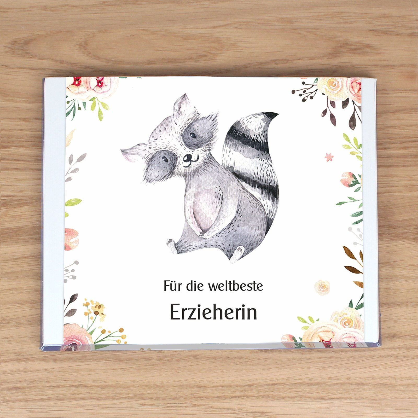 nikima Packpapier AUFKLEBER SET - Merci Danke Waschbär Abschiedsgeschenk Kita Erzieher