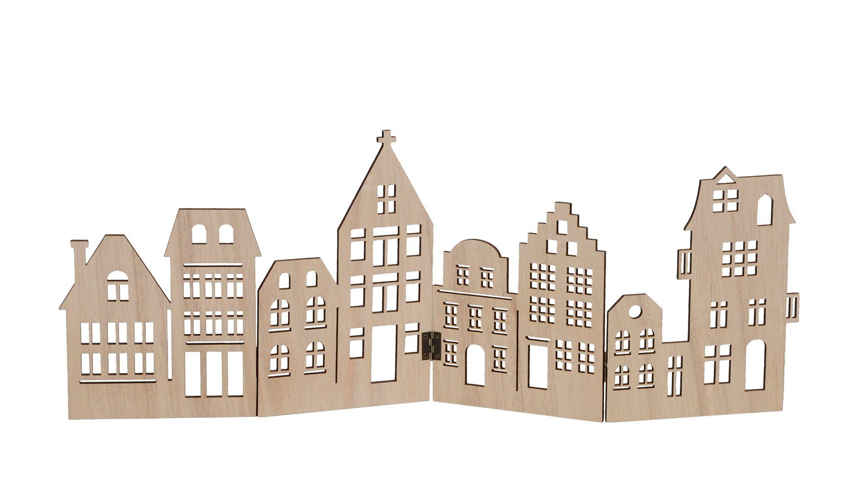 Dekoobjekt Deko Holz Skyline klappbar 50 x 22 cm - natur